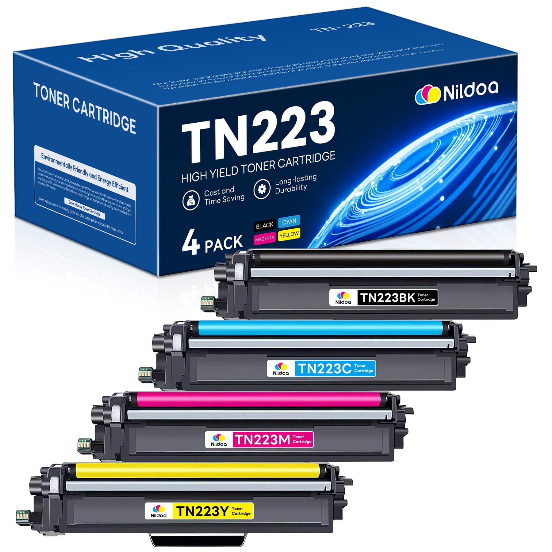 Photo 1 of TN-223 TN223BK/C/M/Y Toner Cartridge Replacement for Brother TN223 TN 223 TN2234PK TN-223BK/C/M/Y Ink Cartridge, TN223 Black/Cyan/Magenta/Yellow Toner Cartridges Set