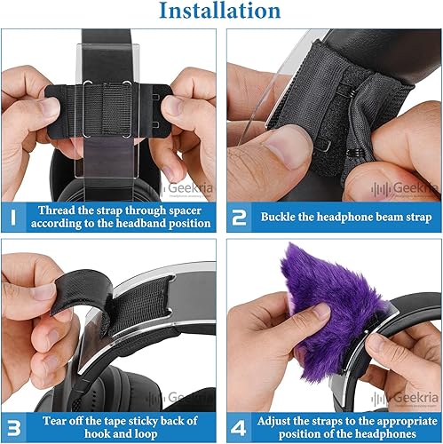 Miniatura 5 de Geekria NOVA - Juego de diadema para auriculares y orejas de gato para Bose, Sony, Skullcandy, Beats, auriculares Marshall, compatible con diadema