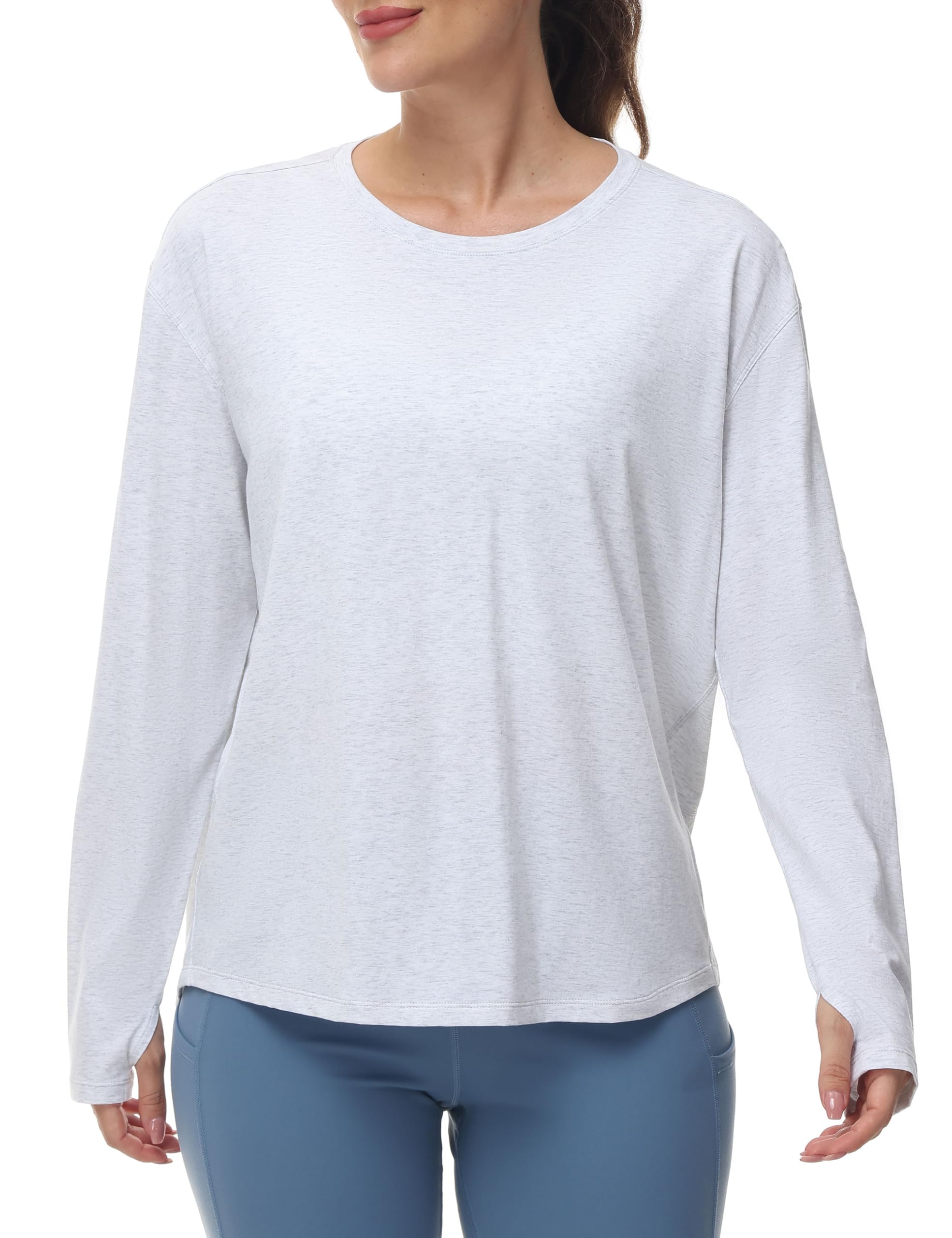 Origiwish Women's Long Sleeve Workout Shirts Loose Fit Athletic Gym Running Hiking Yoga Tops with Thumb Hole