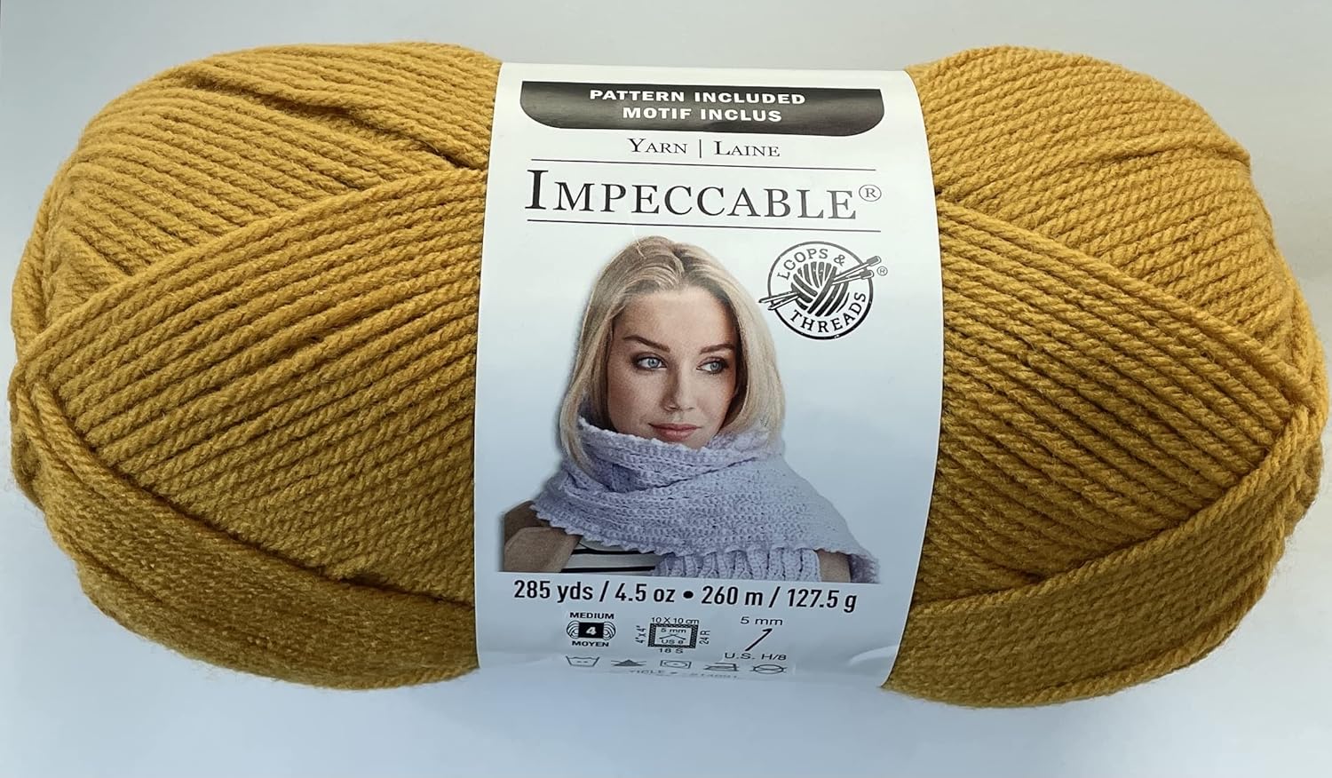 Impeccable Yarn, Solid Yarn, 4.5 oz in Gold by Loops & Threads