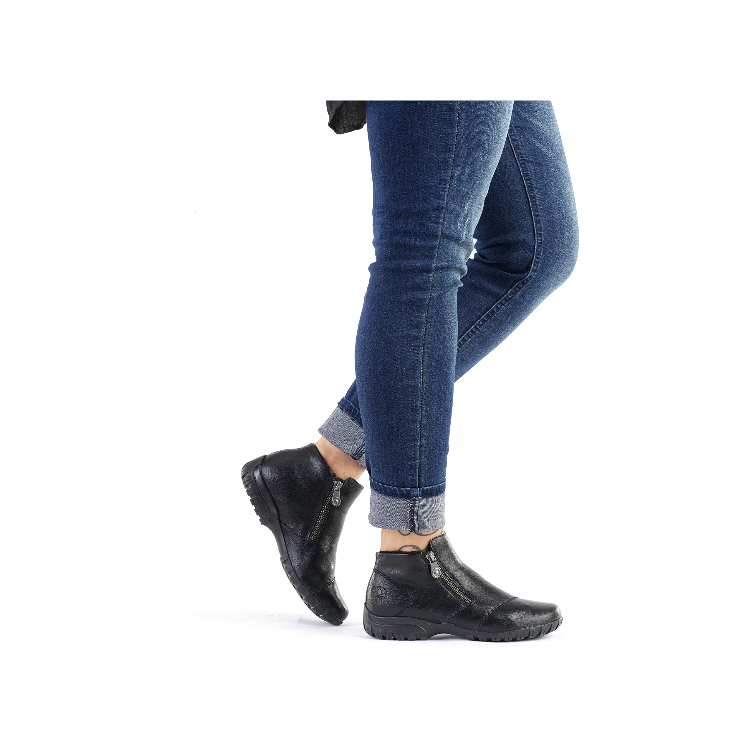 Rieker HWK Damen Stiefeletten Slipper gefüttert schwarz NEU schwarz