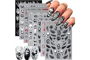 Hocus Pocus 5D Halloween Nail Art Stickers: Embossed Spells for Eerie Manicures