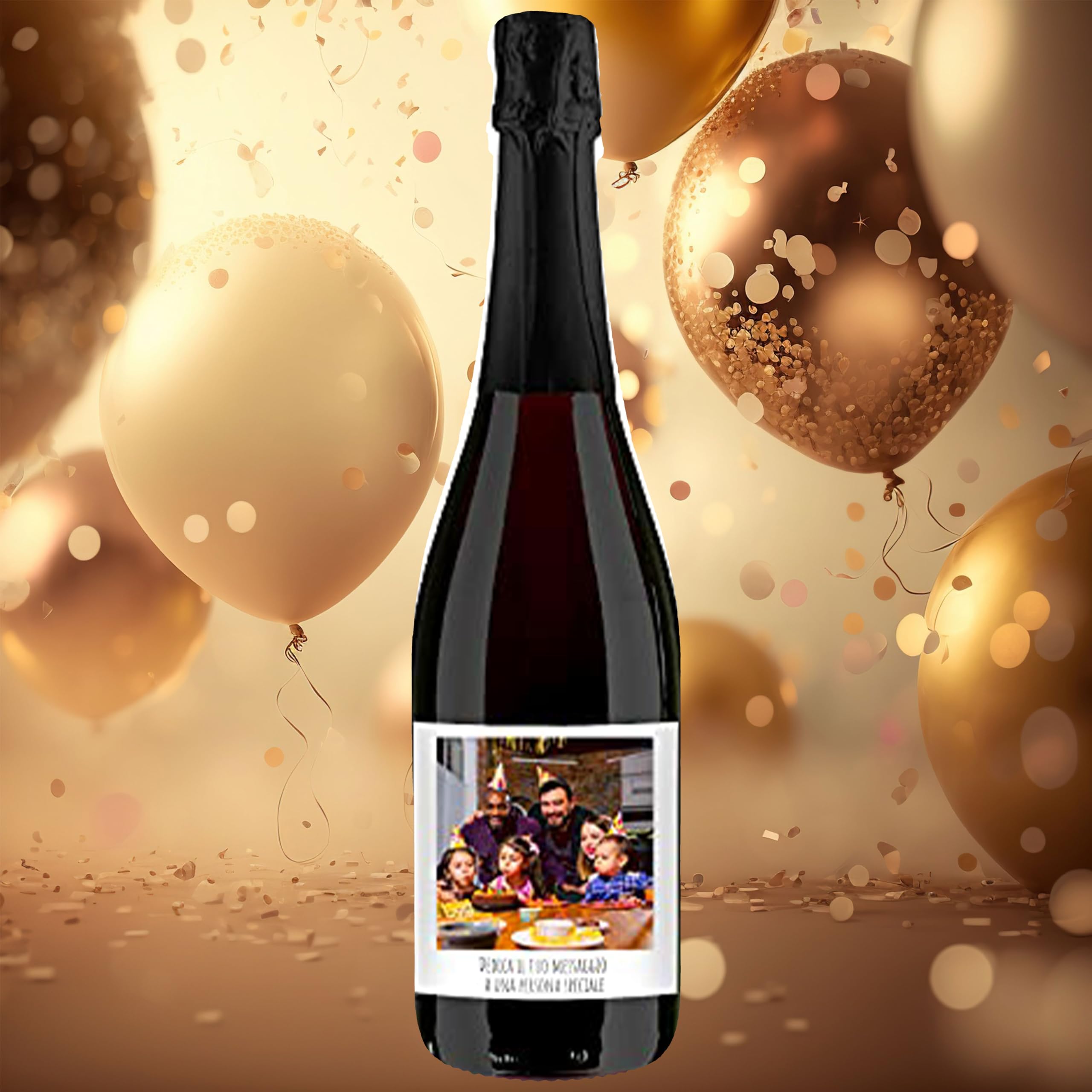 Bottiglia con etichetta personalizzata di Prosecco DOC Extra Dry - Idea regalo per compleanno esclusiva e originale (1,5L, Foto e dedica)