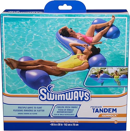 Miniatura 4 de SwimWays Spring Float Premium Hammock Pool Lounger, Inflatable Pool Floats Adult with Fast Inflation for Ages 15 & Up