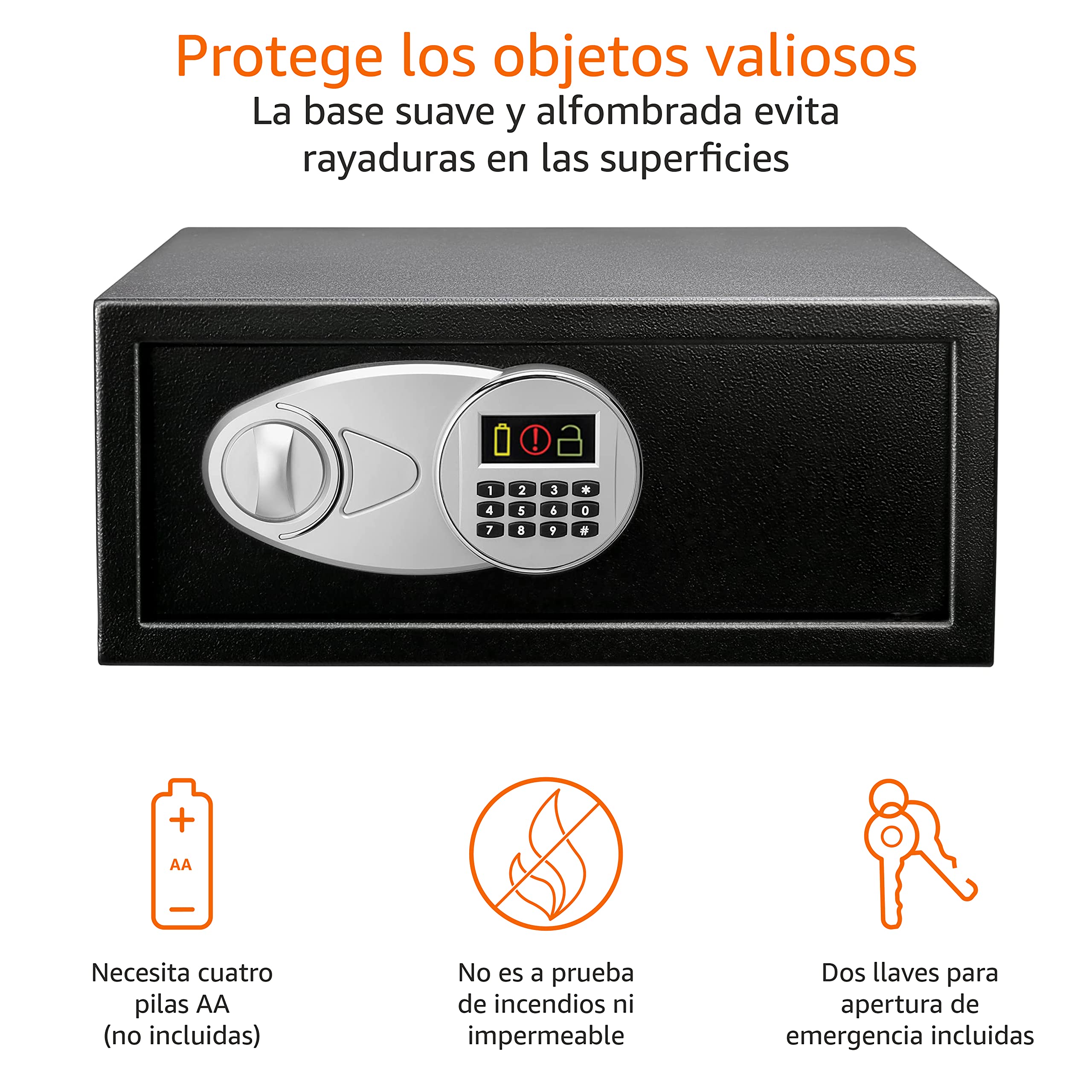 Amazon Basics Caja Fuerte de Seguridad de Acero con Cerradura con Teclado, Protege Dinero, Joyas, Documentos de identificación, 14 l, 35 cm x 25 cm x 25 cm, Color Negro — view 37