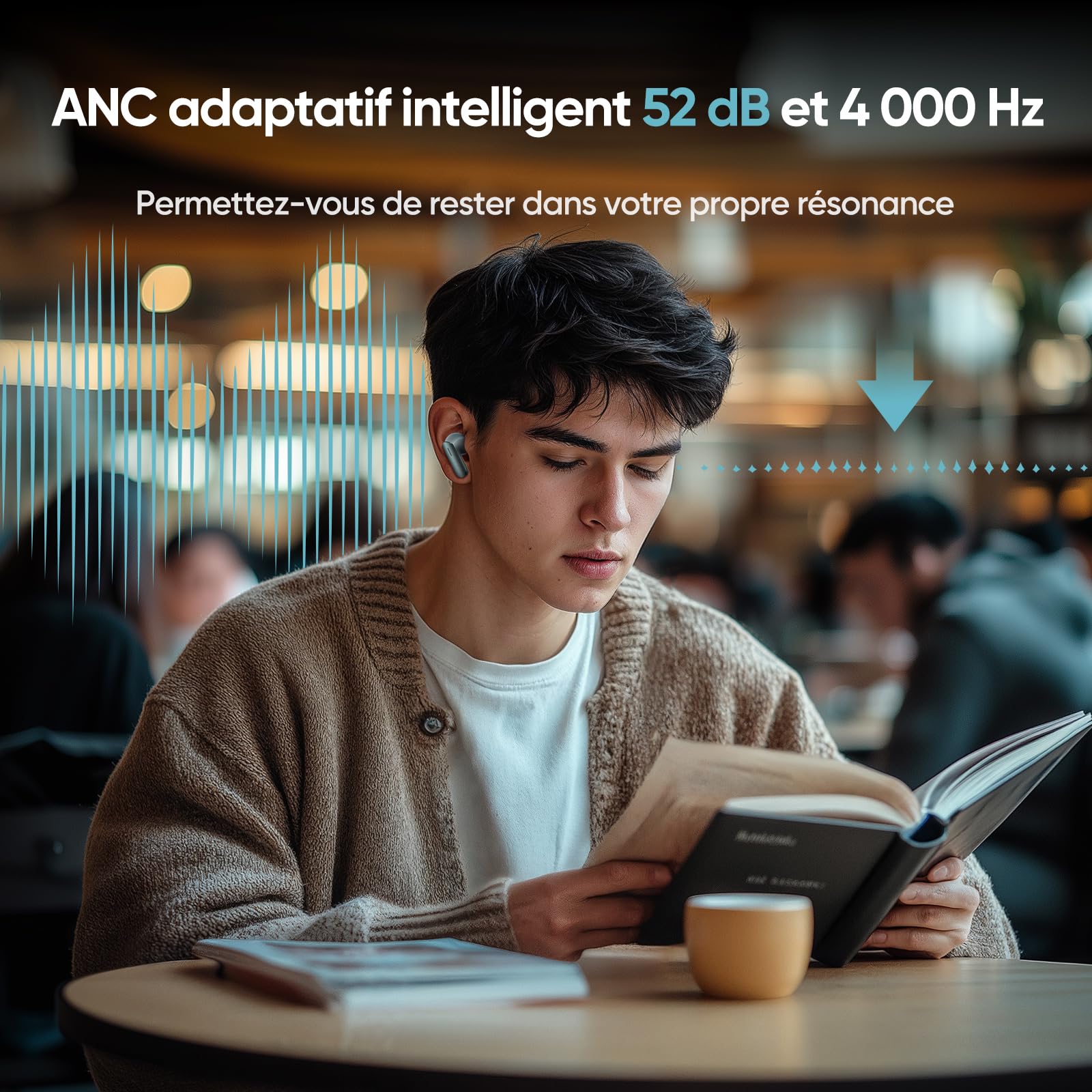 realme Buds Air 7 Écouteurs True Wireless, Pilote Bass Mega Titanisé de 12,4 mm, ANC Smart 52 DB, Audio Hi-Res & LHDC 5.0, Autonomie jusqu'à 52 Heures, Son Spatial 360 °, Vert Mousse
