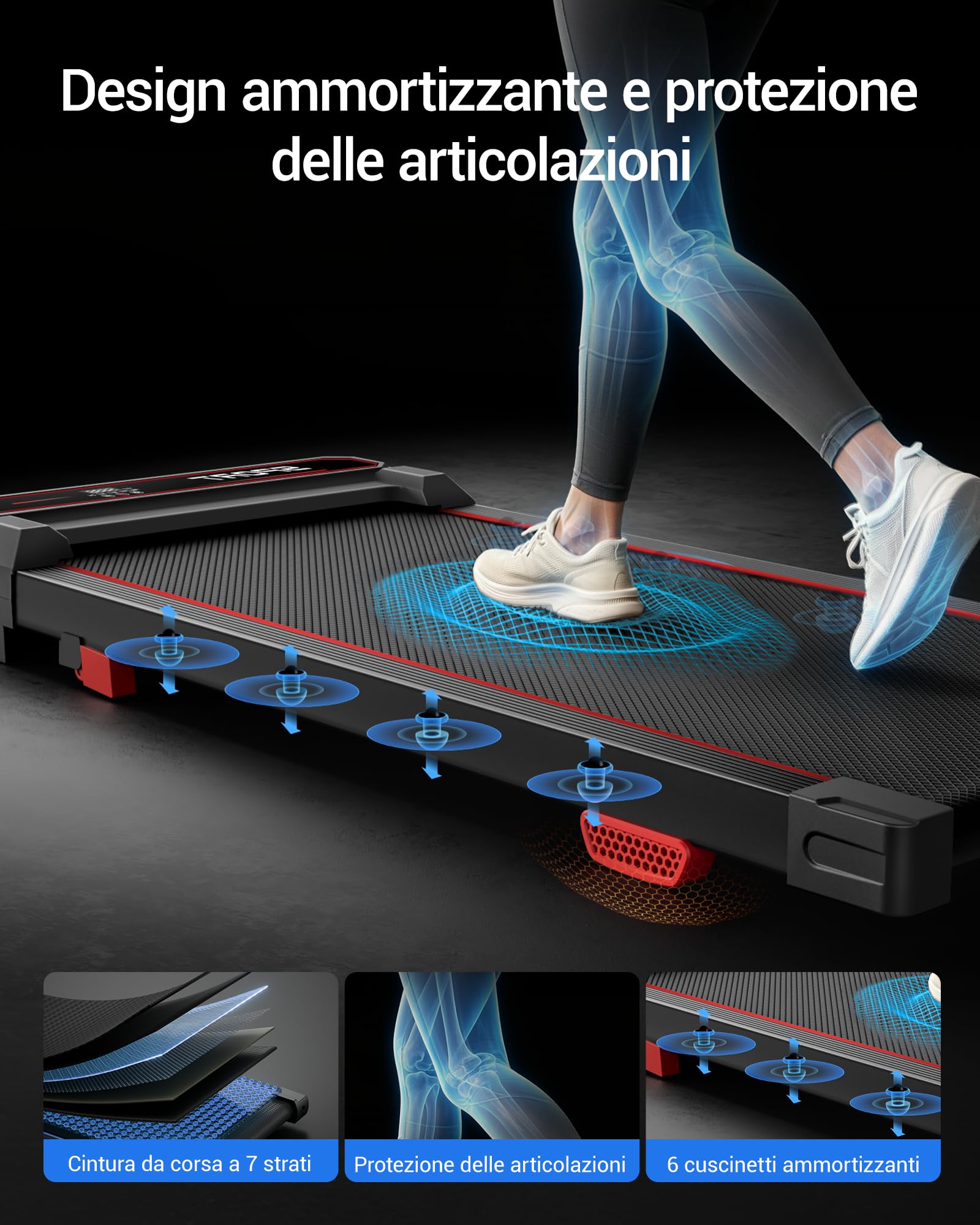UMAY Tapis Roulant Salvaspazio Pieghevole 10KM/H, Maniglioni Regolabili | 16% Tapis Roulant Pieghevole Salvaspazio, 3.0HP Tapirulan Elettrico Offerte Pieghevole, Treadmill Walking Pad, Portata 136 KG