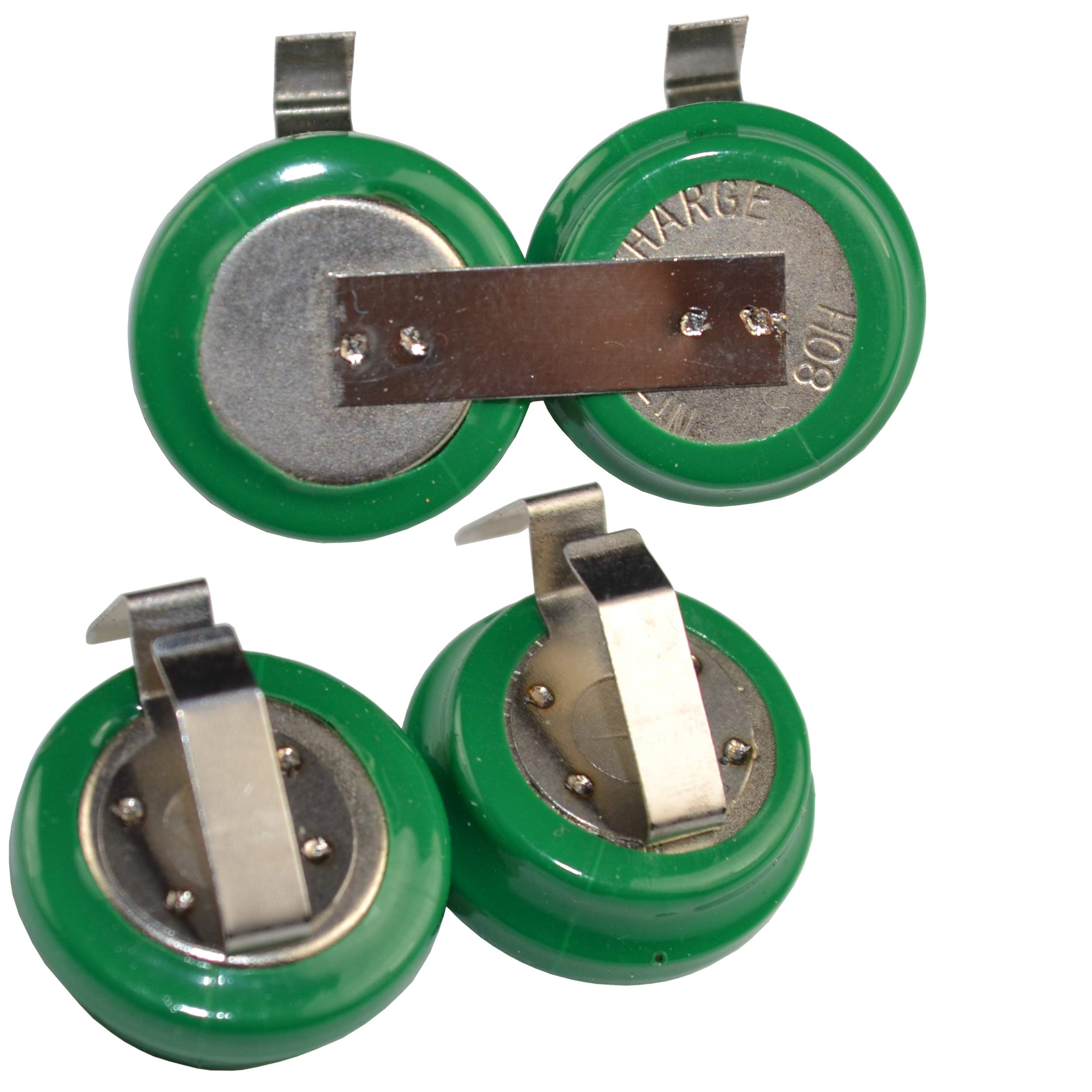 HQRP 2-Pack 2.4V 80mAh Ni-MH Cell Memory Backup Battery Compatible with 2/V80H V80H 80-H 55608101501 Replacement with Spring Tabs