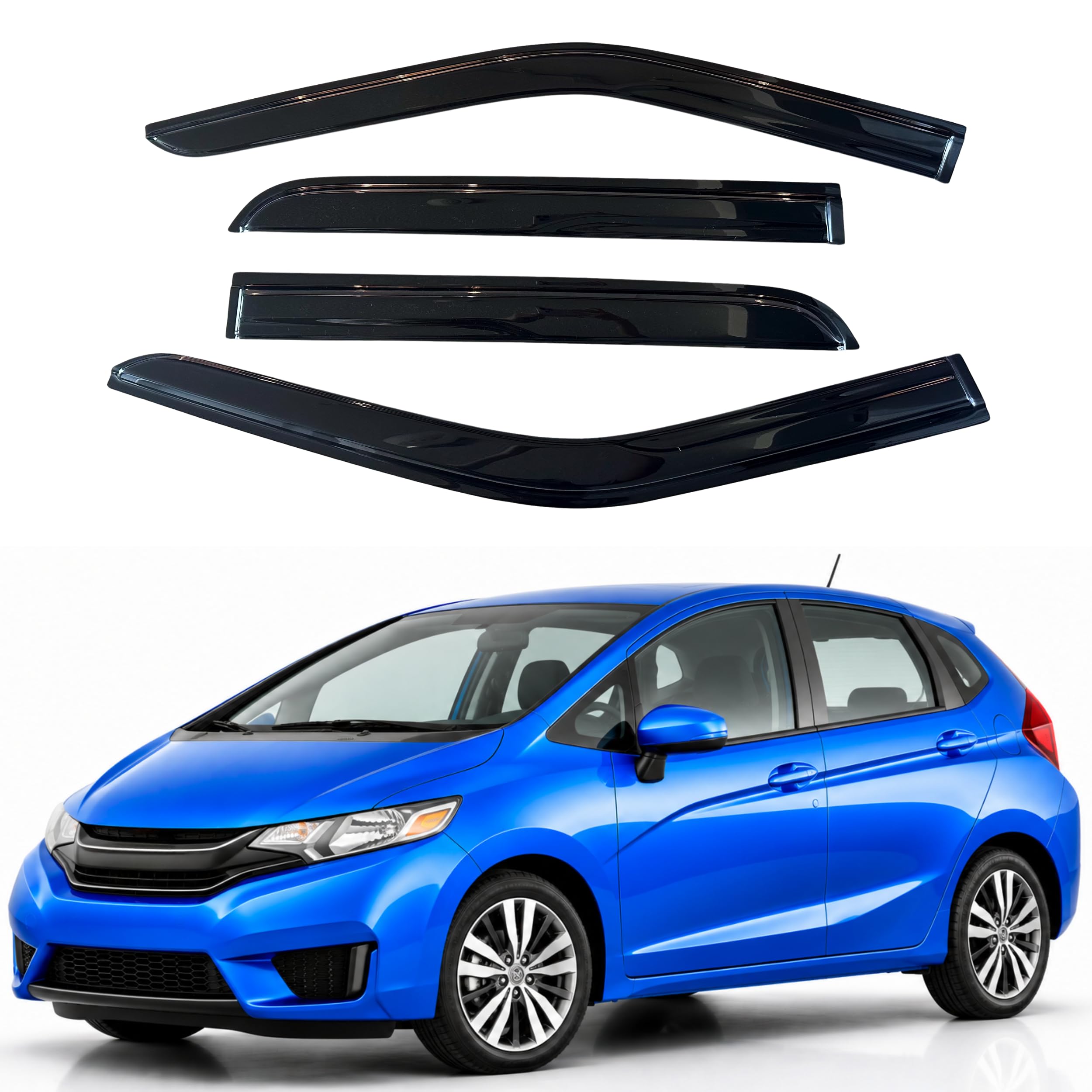 IG Window Visors for 2015-2020 Honda Fit, Out-Channel Rain Guards Vent Wind Deflectors 4PC, Car Accessories for 15-20 Honda Fit