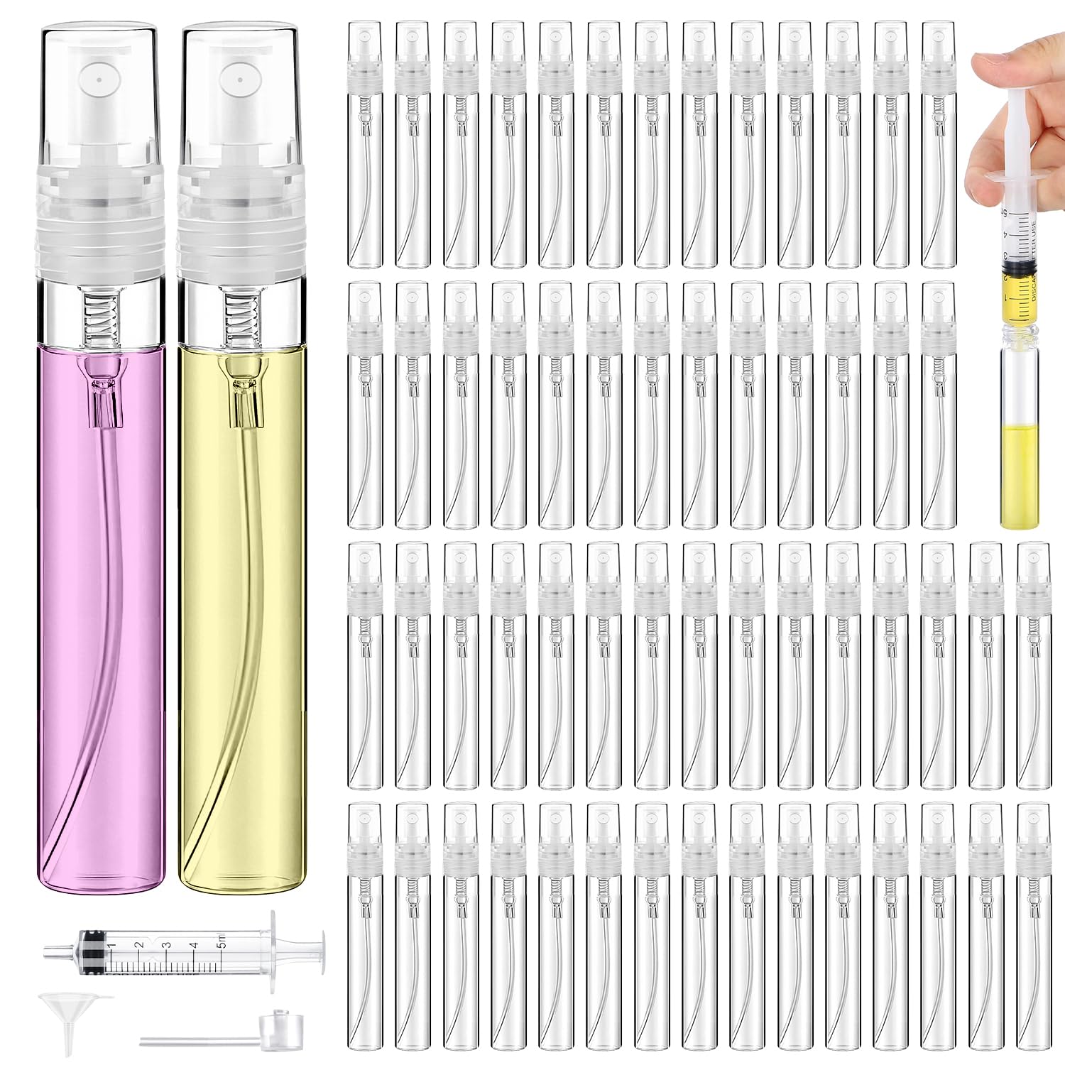 DupakSYS 60PCS 10ml Mini Spray Bottle, Portable Clear Plastic Spray Bottle, Empty Fine Mist Refillable Perfume Atomizer, Small Sample Containers for