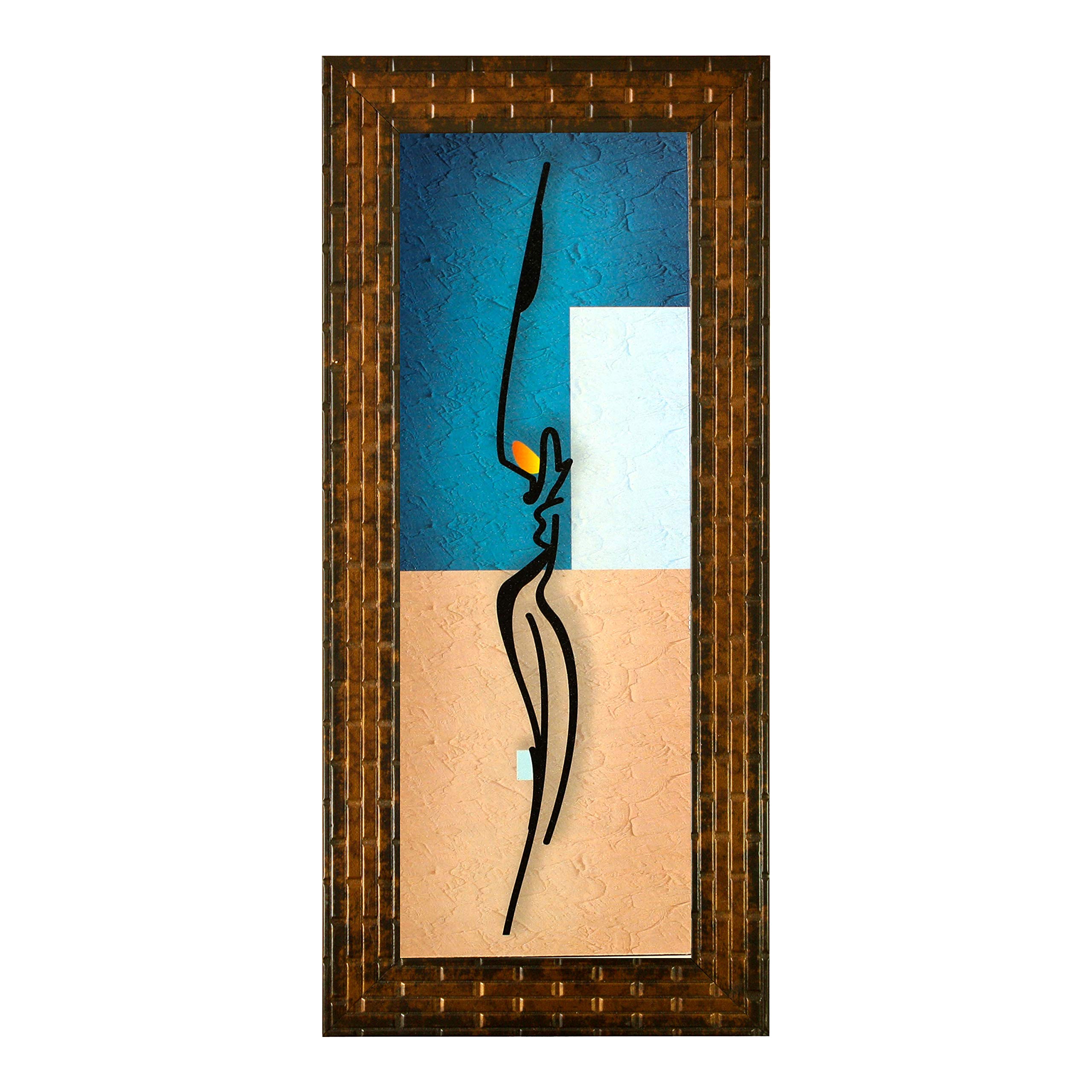 Indianara Set of 3 Abstract Paintings (2464) Without Glass 6 X 13, 10.2 X 13, 6 X 13 INCH 1