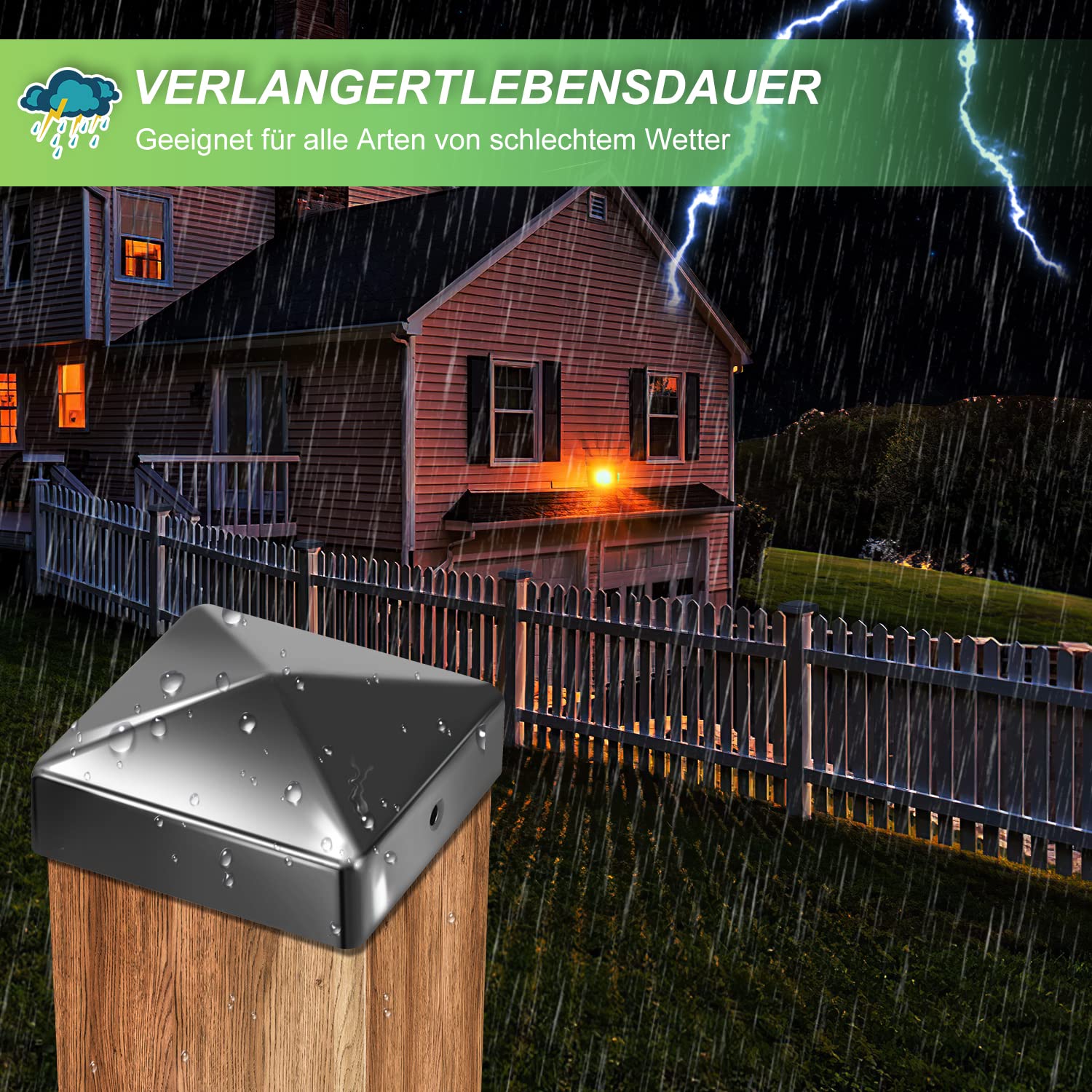 Gimisgu 10 Pfostenkappen 71x71mm Zaunpfosten Metall Zaunpfosten verzinkt Pyramiden Form Pfostenabdeckung Zaunpfosten Kappen für Holzpfosten Abdeckkappen für Zaunpfosten mit Schrauben Schwarz