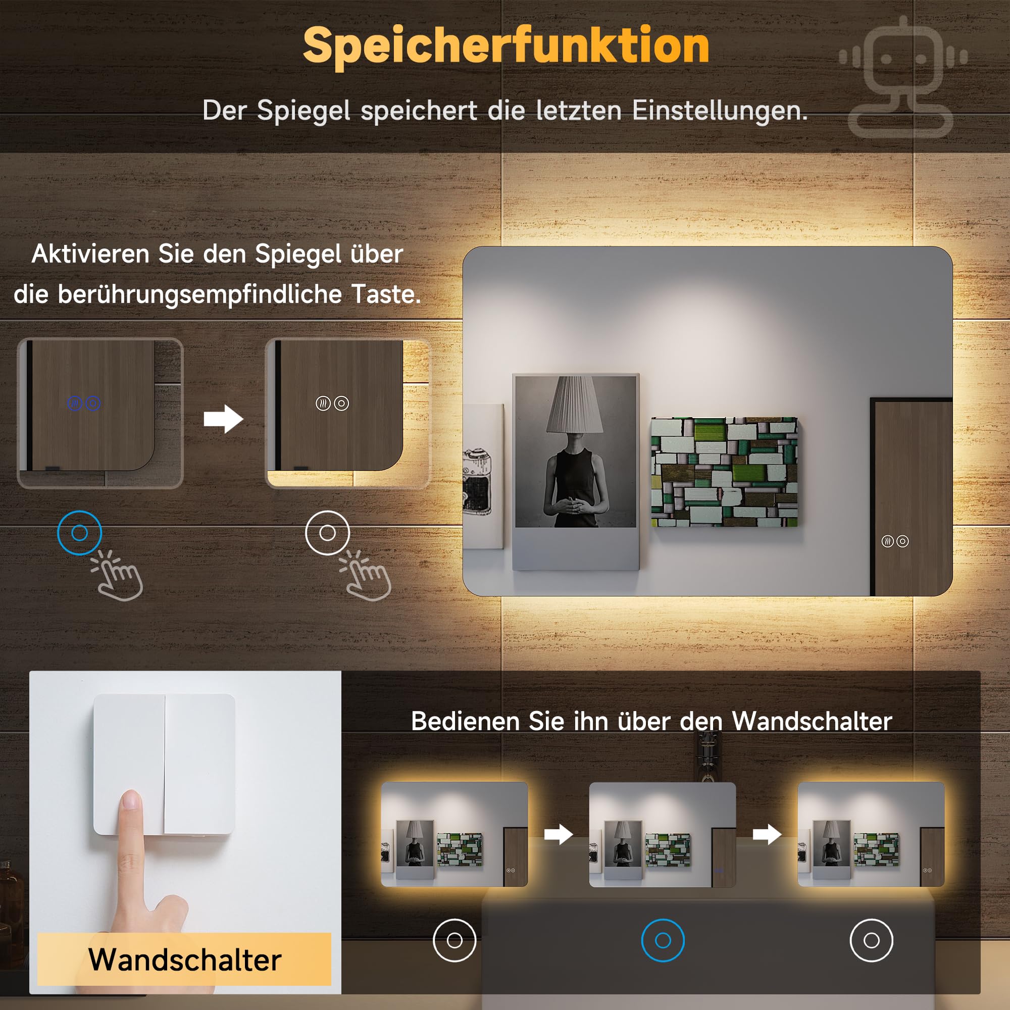 Cityline Badkamer Spiegel Alghero - 80 x 120 cm - LED & Anti-condens - Instelbare lichtkleur