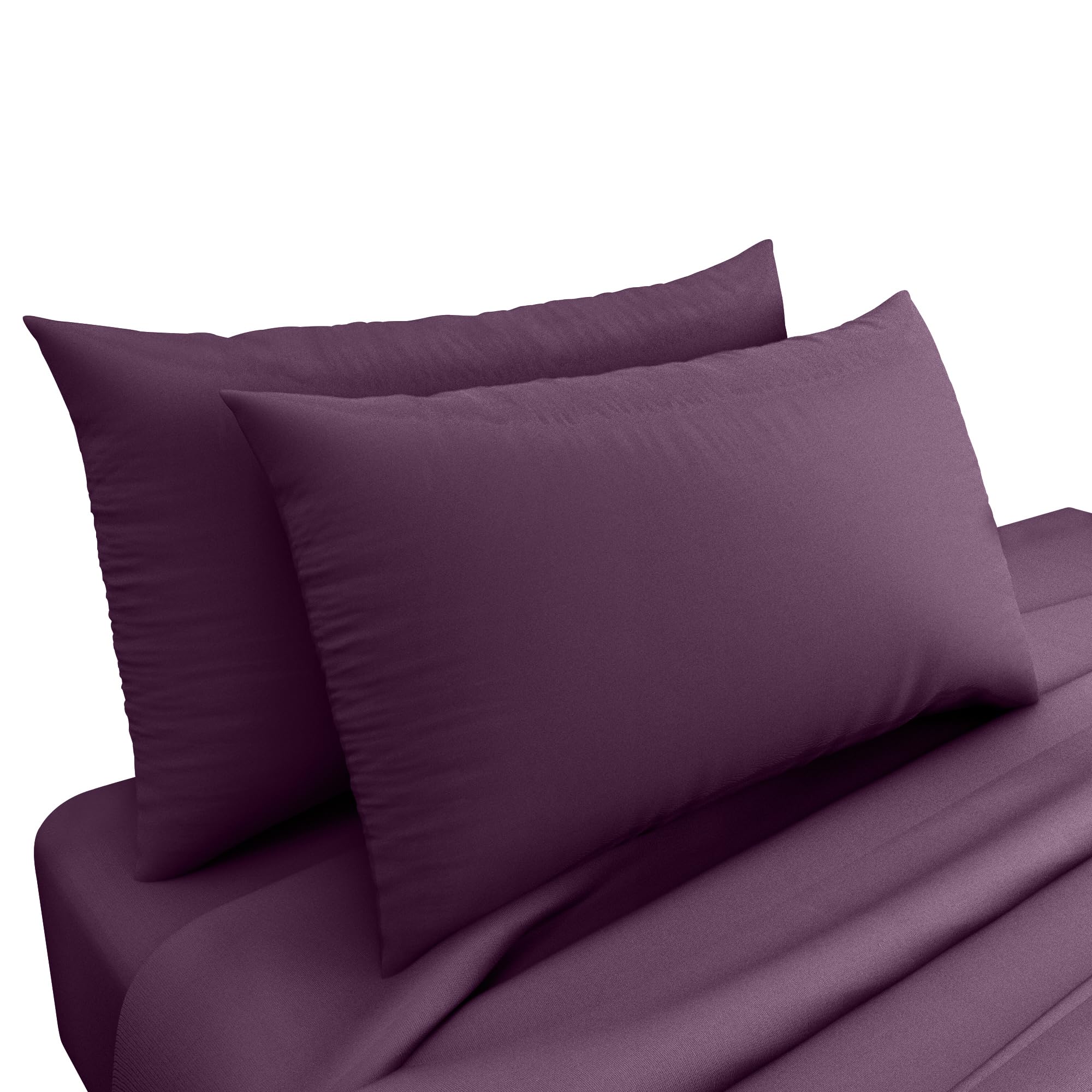 HOME ACE Plum Poly Cotton Pillowcases Housewife Pillowcases 2 Pack Black, Envelope Closure Plain 100% Poly Cotton Pillow Cases 50 x 75CM