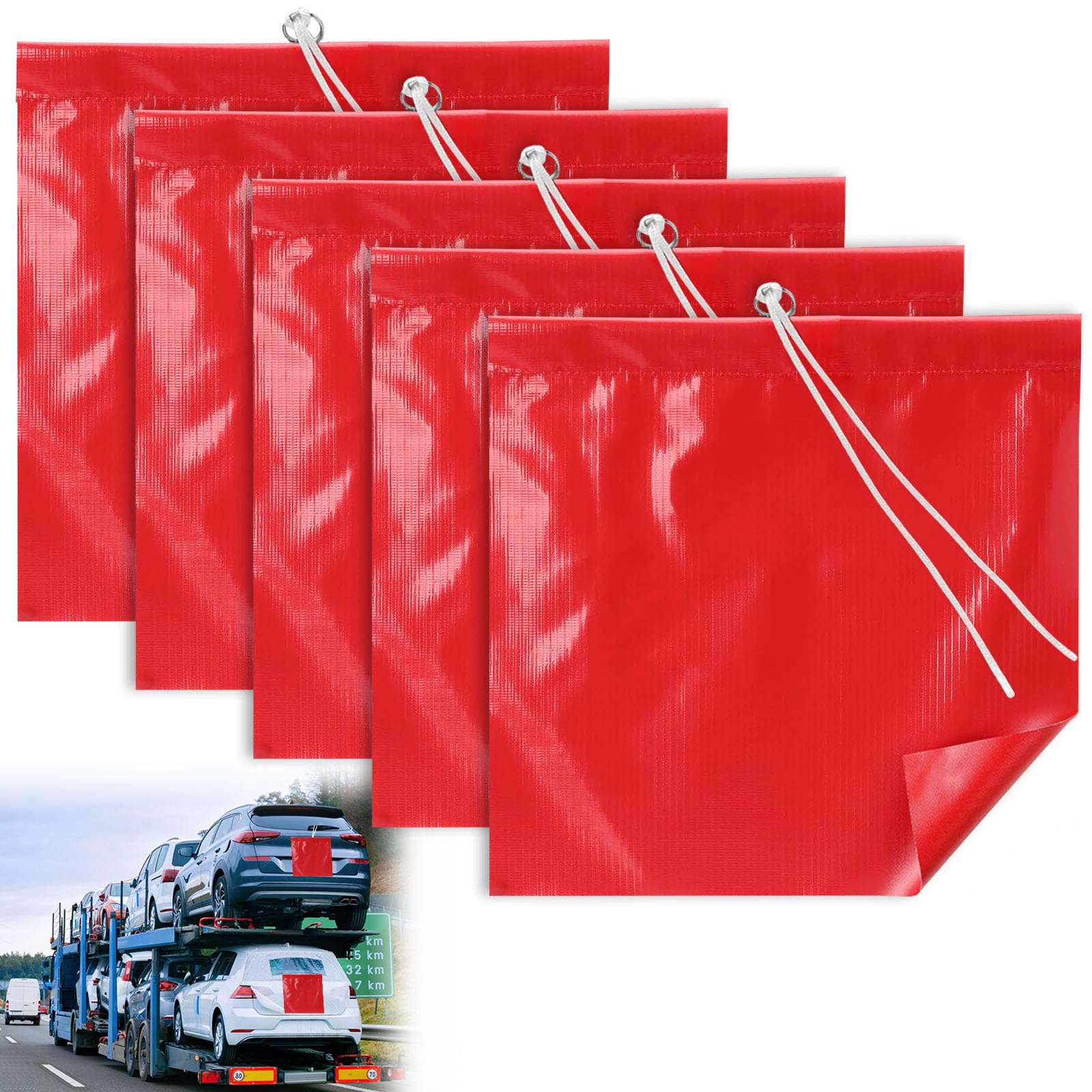 Rote Warnflaggen Set - 2x 30x34cm STVO Konform Für Überlänge