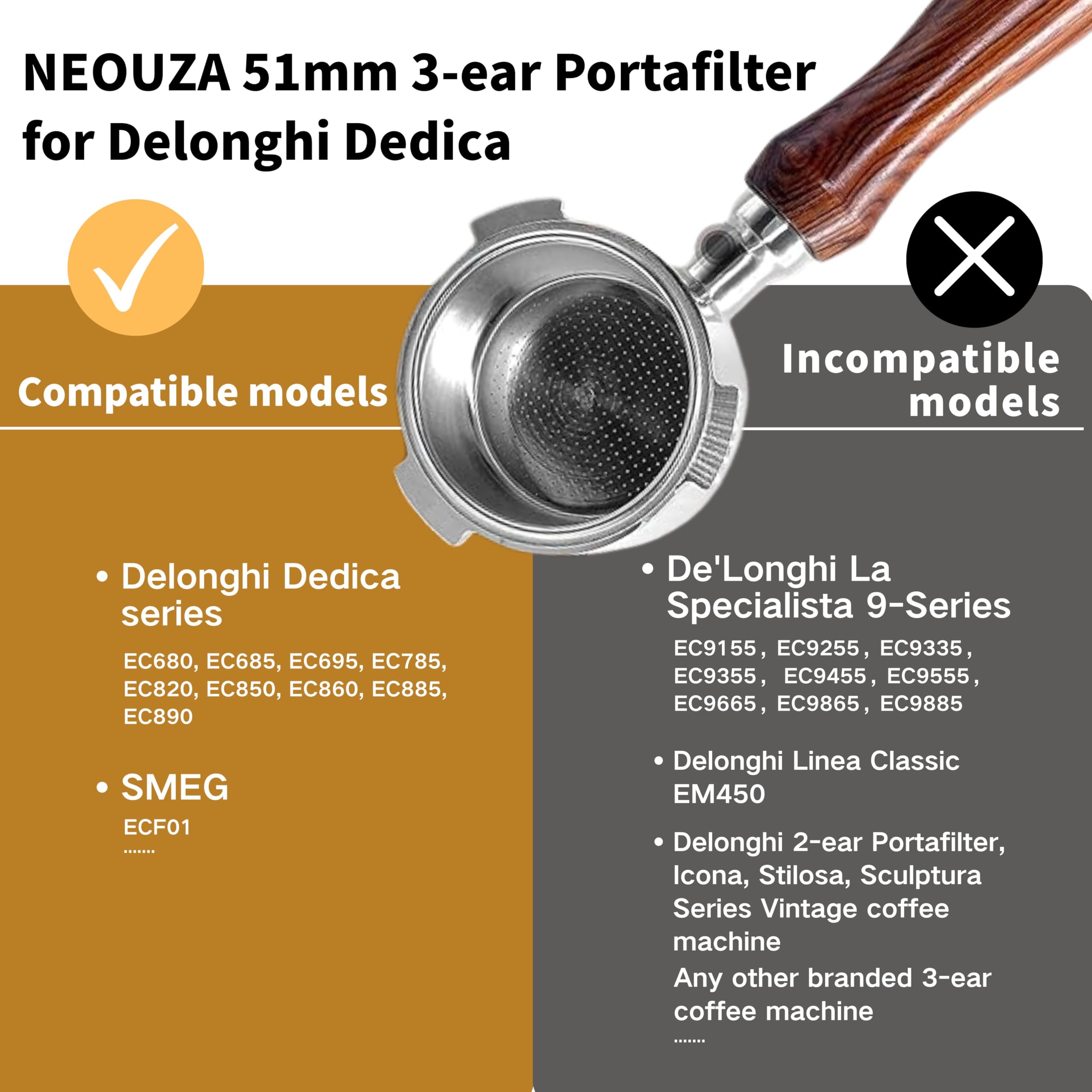 Amazon | NEOUZA エスプレッソポルタフィルター 51mm DeLonghi Dedica