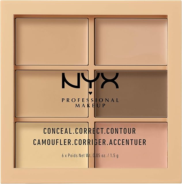 NYX Professional Makeup Conceal, Correct, Contour Palette, Six Shades, Cream Texture, Undertones, Shade: Light