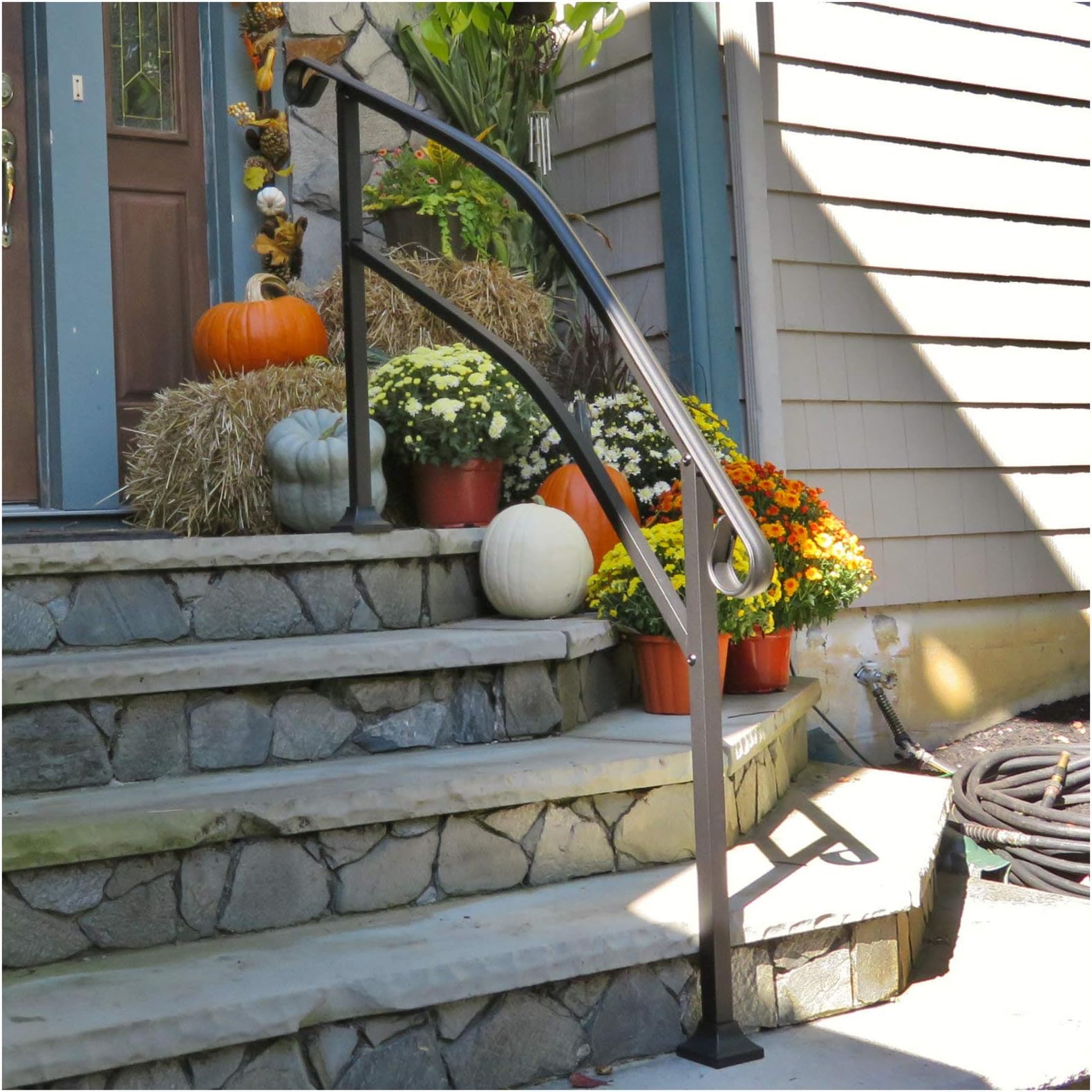 InstantRail 5-Step Adjustable Handrail (Black for Concrete Steps)