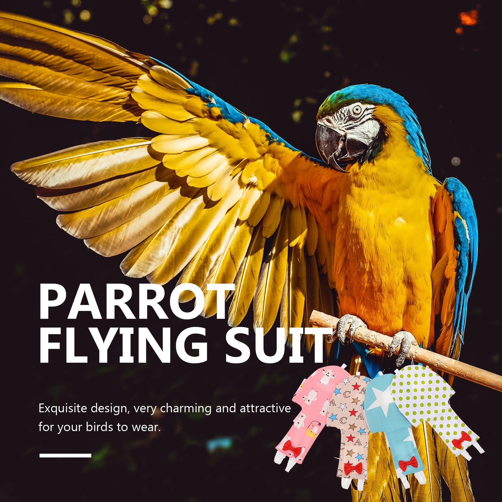 GANAZONO Pañales Reutilizables para Pájaros de Algodón Diseño Adorable, 4 Piezas para Aves de Compañía en Exteriores, Seguros y Cómodos para Loros y Periquitos