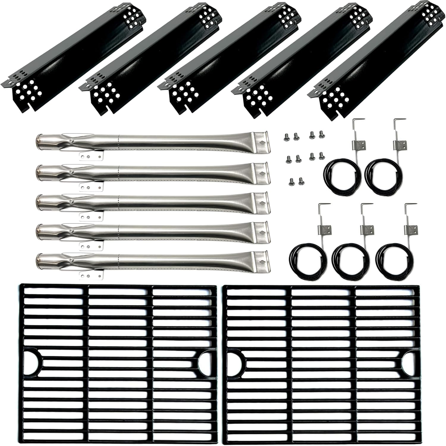 Direct Store Kit DG282 Replacement for Home Depot Nexgrill 720-0830H, 5 Burner 720-0888 720-0888N 720-0888S Gas Grill, 5PK Grill Burner, Heat Plate, igniters, Cooking Grates Parts 13.25 x 17" each