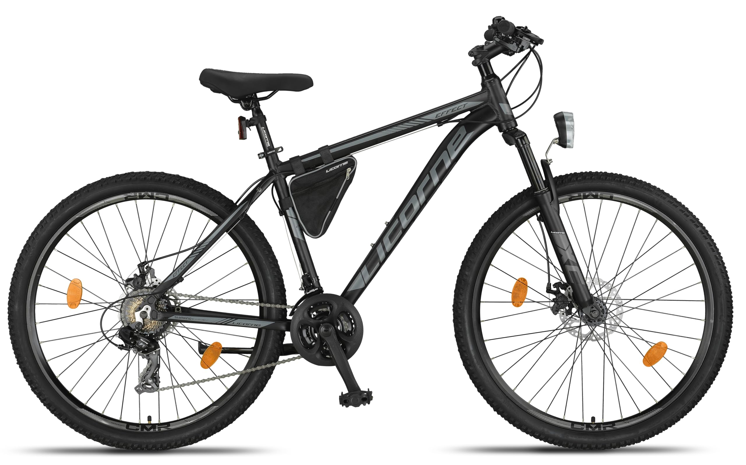 Licorne Bike Effect Premium Bicicleta de montaña de Aluminio 29 Inch con Freno de Disco para niños y niñas, 21 Marchas, Negro/Antracita (2 Frenos de Disco)
