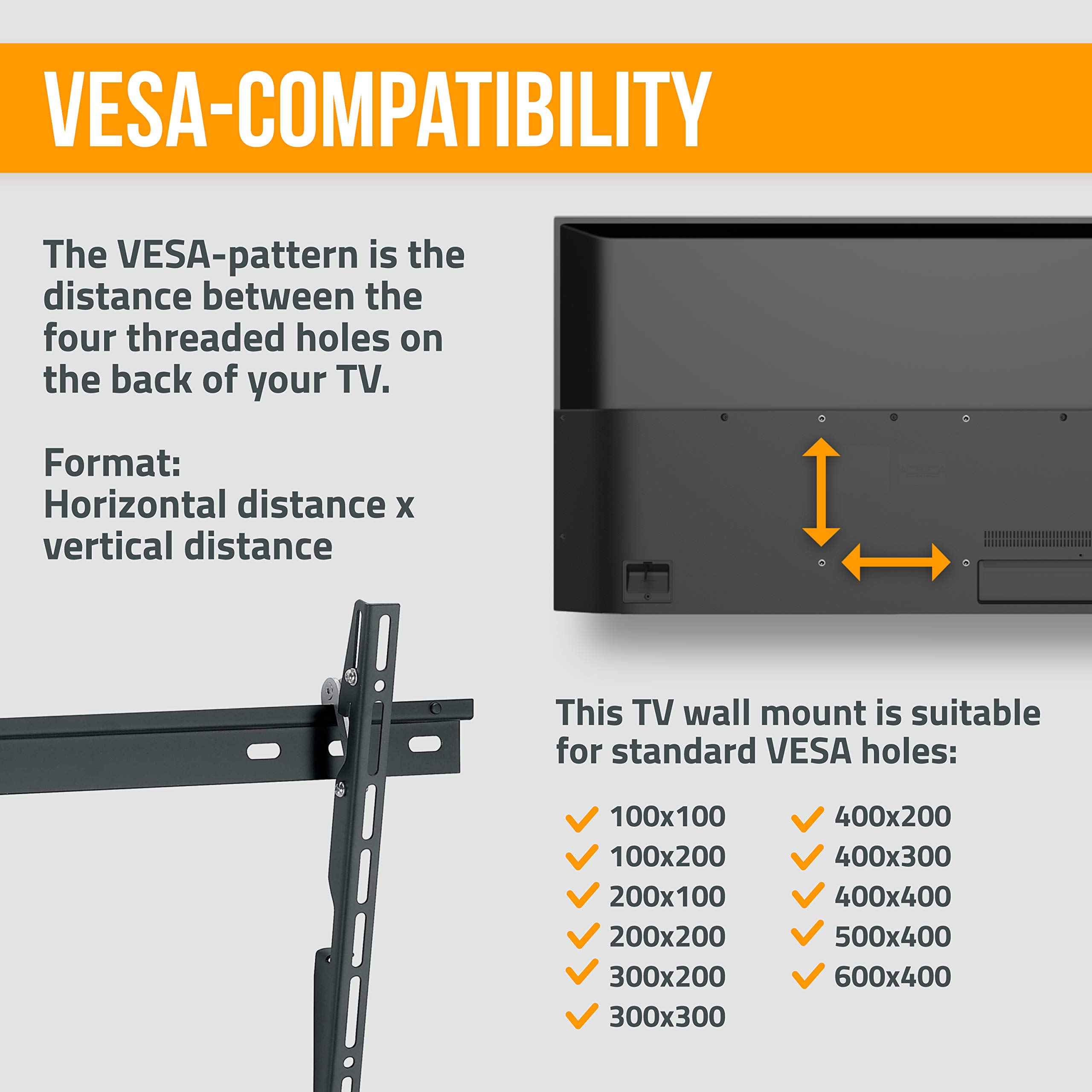 NANOOK Soporte de Pared para TV inclinable para televisores de 40-65 Pulgadas (102-165 cm), Ultradelgado, Soporte para televisores LED, QLED y OLED, Soporte Universal, VESA 100x100 a 600x400