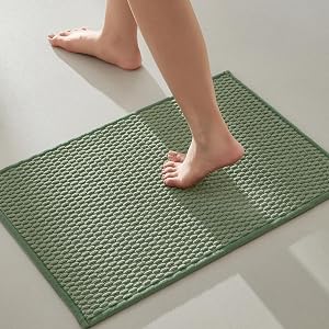 Bathroom Rugs Non Slip Washable, Super Absorbent Thin Bath Mat for Bathroom Small Quick Dry Low Pile Bathroom Rug, Sage Green 16"x24"