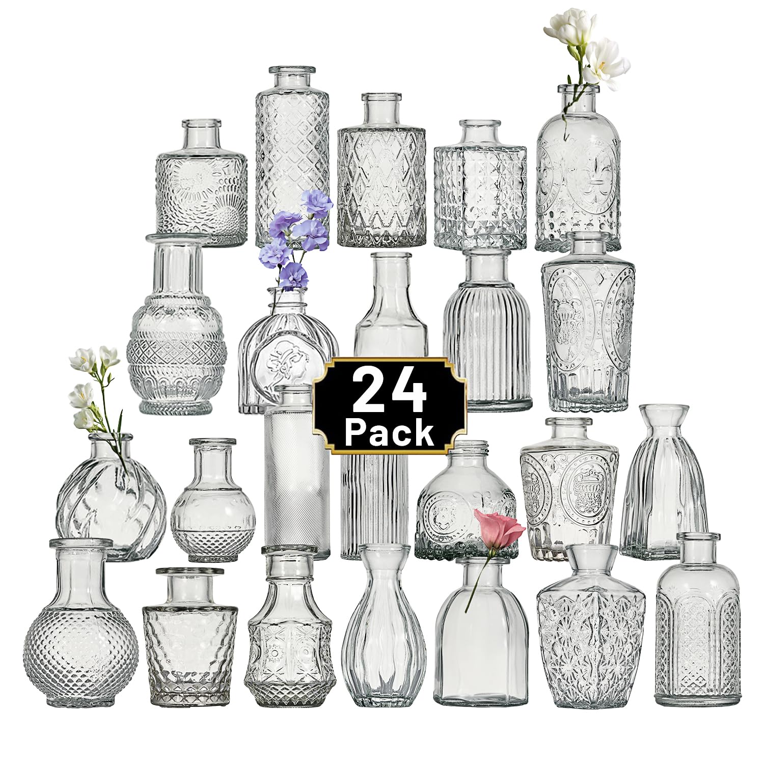 Petits vases en verre transparents et résistants pour bouteille d'aromathérapie