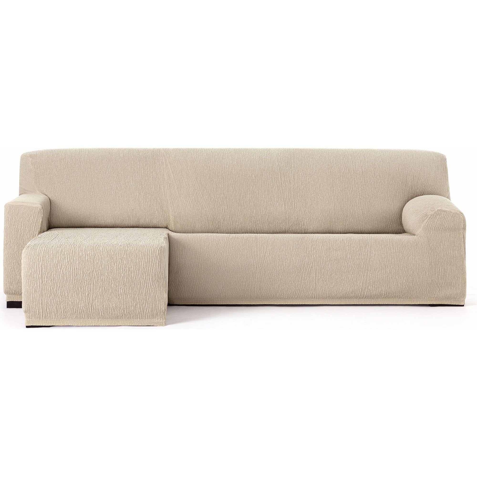 Housse de canapé chaiselongue universelle écru accoudoir gauche ECOMMERC3