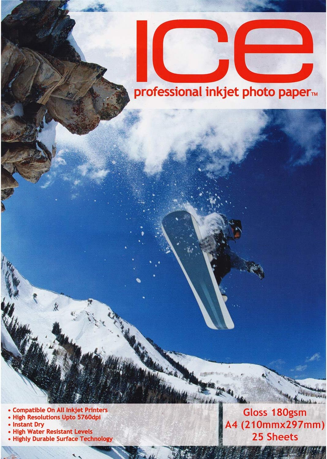 Ice Professional Inkjet Photo Paper A4 Gloss 180 gsm (Pack Size 25 Sheets)