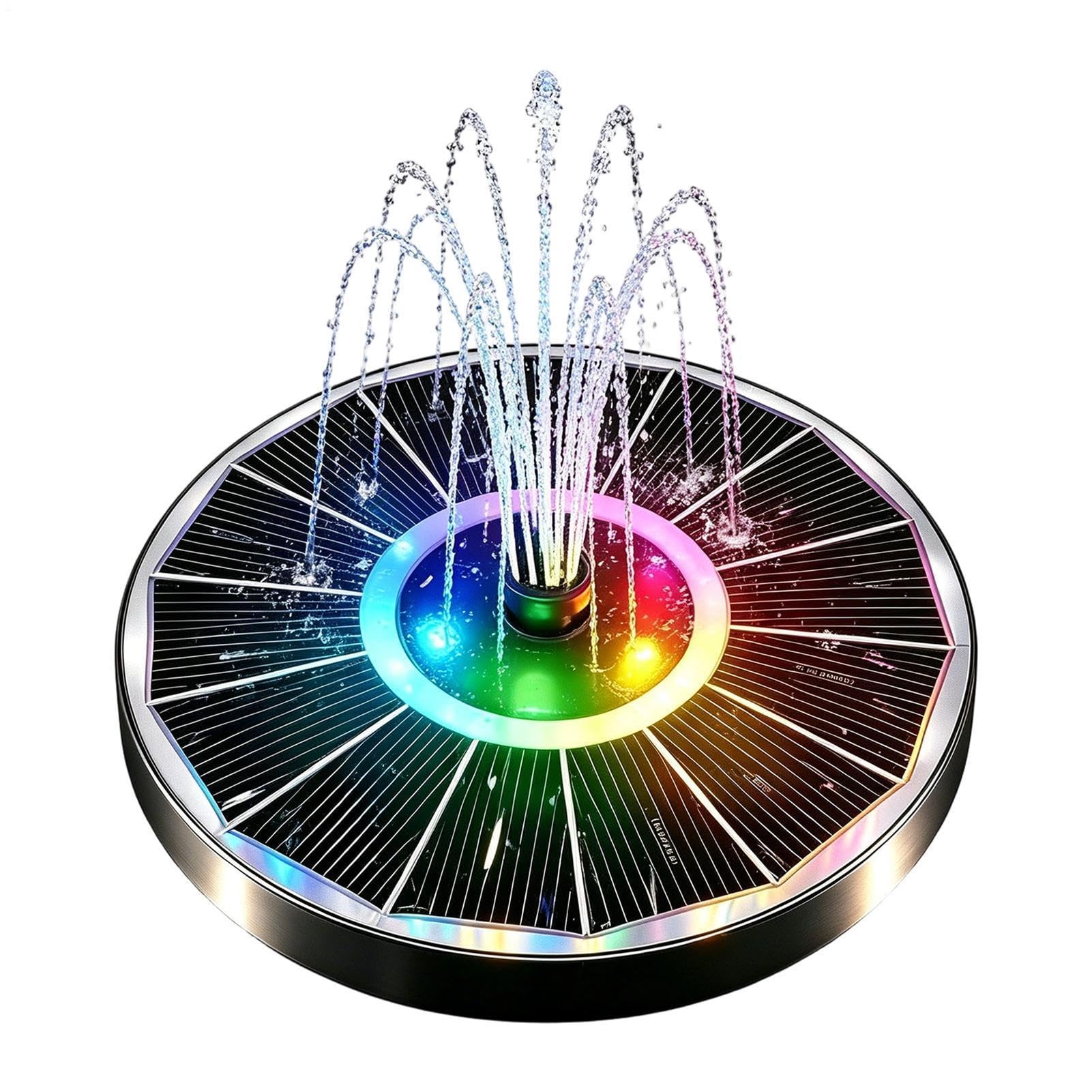 Fontaine solaire à eau lumineuse et colorée avec 6 buses interchangeables pour bassin