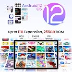 Kinstone Android Tablets, Tablet 10.1 Inch 8GB RAM 256GB ROM,TF 1TB, MTK8183 Octa-core 2.0Ghz Android Tablet,6000mAh,1920 * 1200 IPS FHD Incell Display,2.4G+5G WiFi,Five-Mode GPS,Metal Body,Silver
