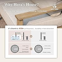 Vista 3 de HERA'S HOUSE Juego de muebles de patio de 5 piezas, juego de conversación de metal para todo tipo de clima con acabado de grano de madera, 2 sillas