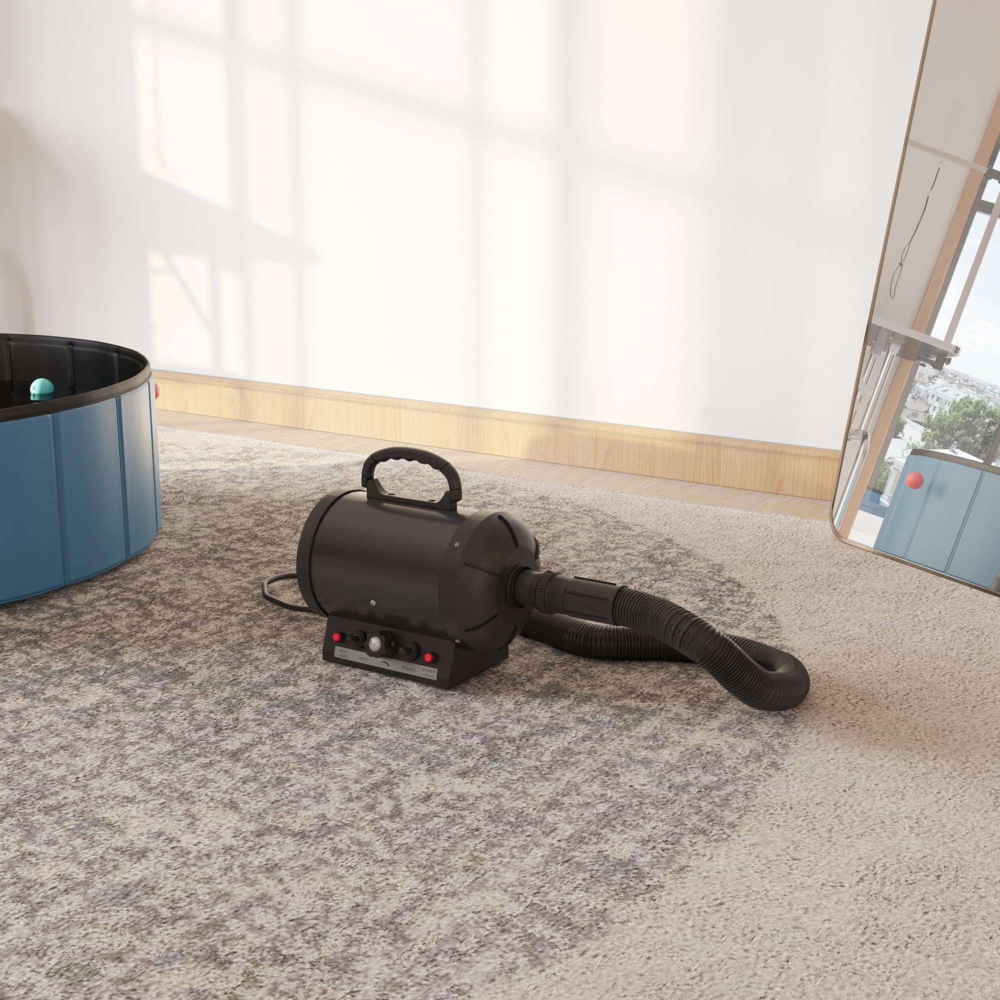 Secador de pelo profesional para perros o gatos, 2400 W Negro | Secador de pelo, secador de pelo, para animales, velocidad y temperatura, 3 boquillas intercambiables incluidas
