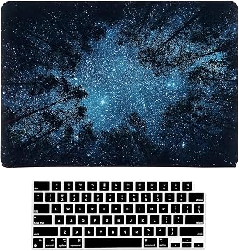Case for MacBook Air 15-inch M5 M4 M3 M2 A3448 A3241 A3114 A2941 2026-2023 Release with Touch ID, 3D Effect Matte Clear See Through Hard Cover & Keyboard Cover, Forest Starry
