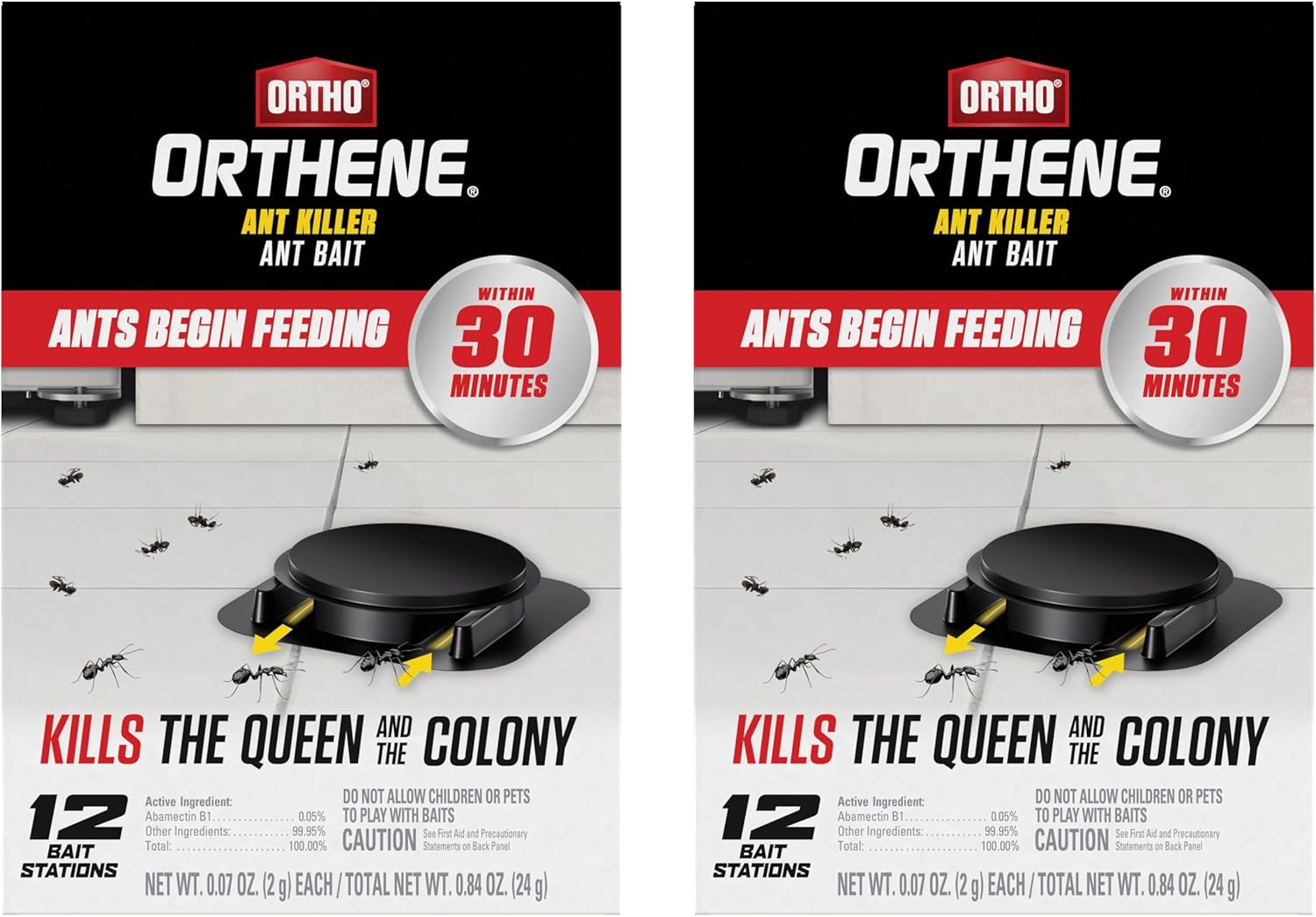 Ortho Orthene Ant Killer Ant Bait - Indoor Ant Killer, Kills the Queen and the Colony, 12 Bait Stations (2-Pack)