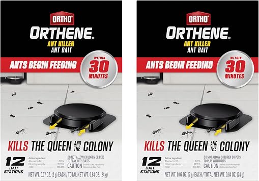 Ortho Orthene Ant Killer Ant Bait - Indoor Ant Killer, Kills the Queen and the Colony, 12 Bait Stations 2-Pack
