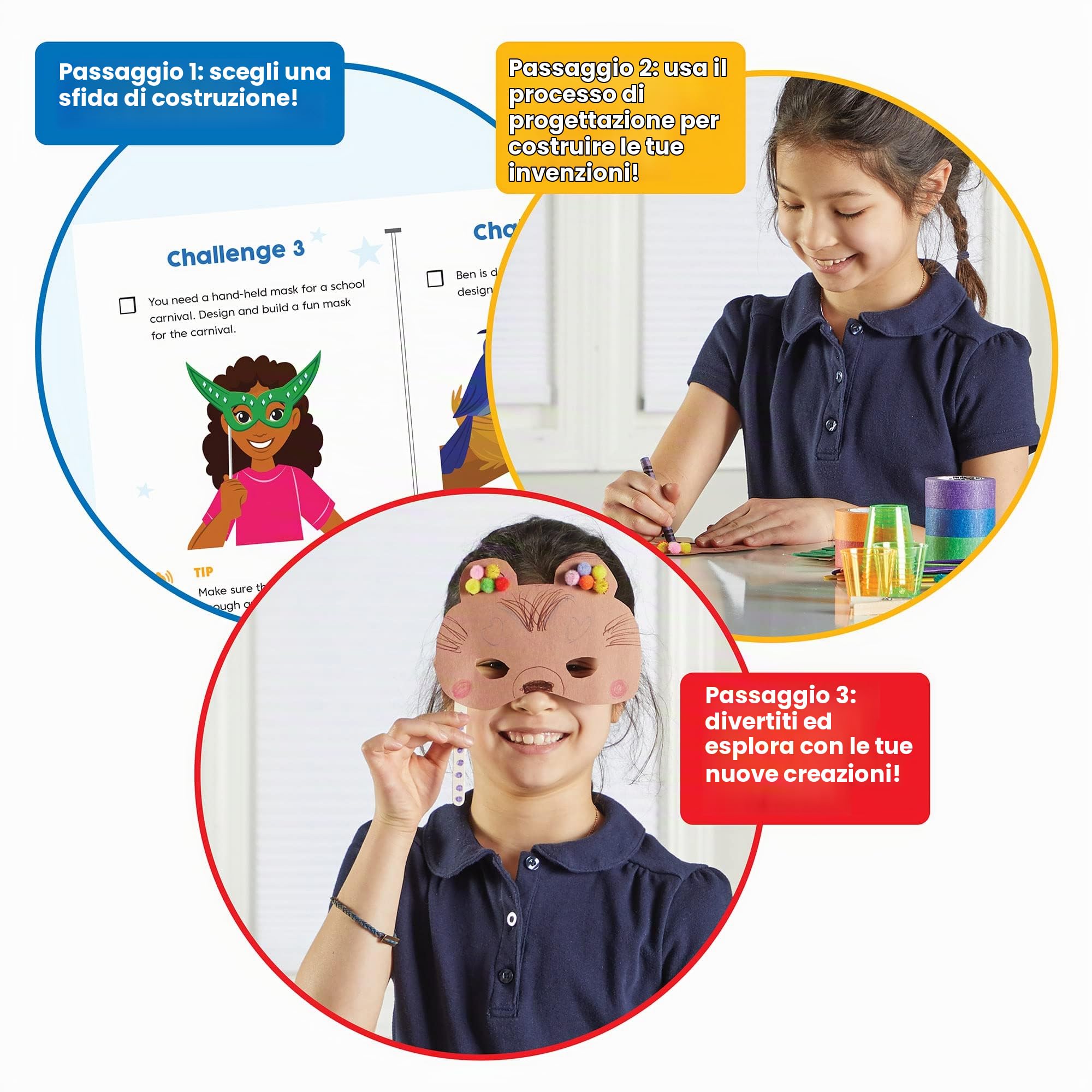 Learning Resources La Cassetta degli Attrezzi dell’Inventore, Dai 5 anni in avanti, 10 sfide di costruzione e 280 materiali da costruzione per bambini, Giochi di costruzione, Kit di modellini