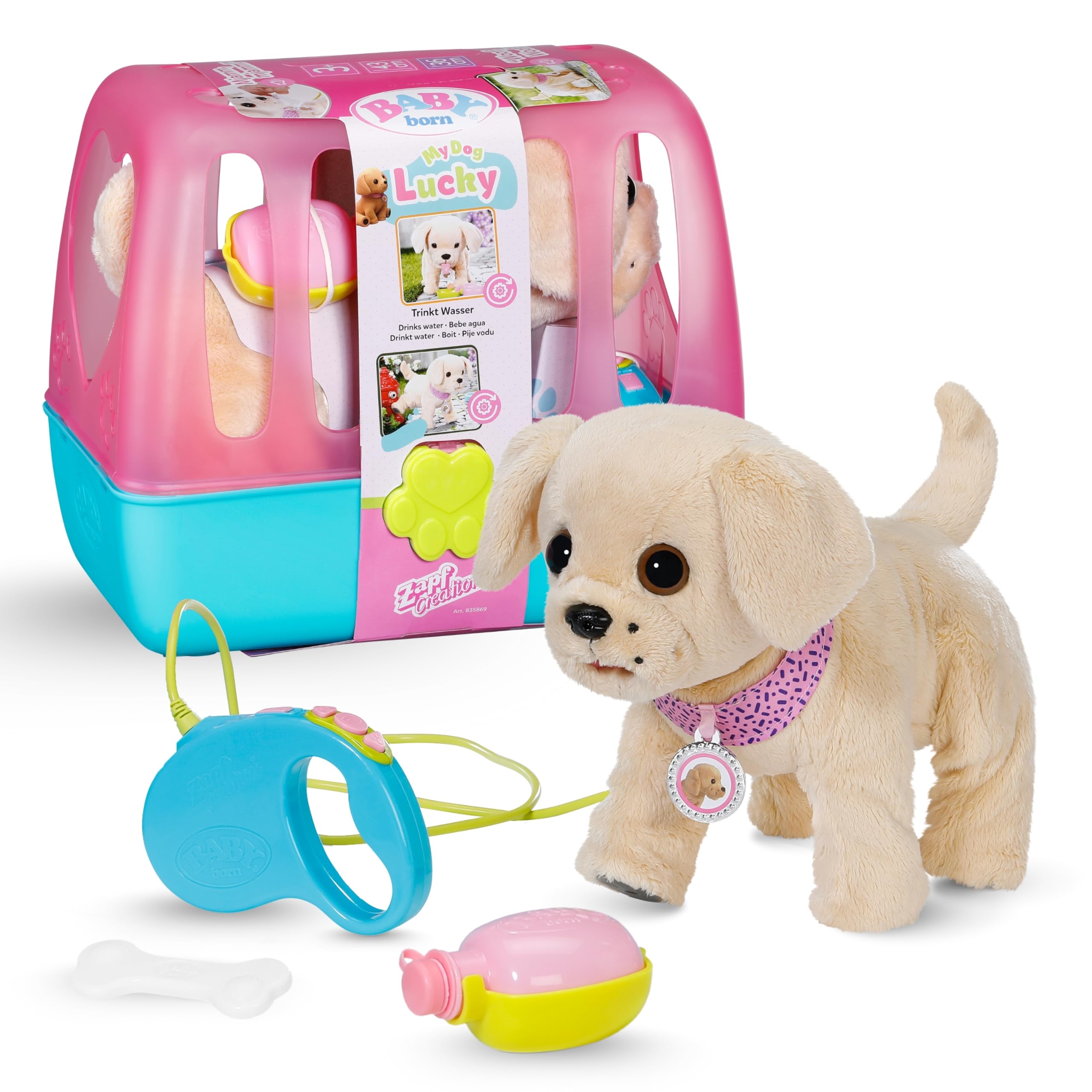BABY Born Mein Hund Lucky - Stofftier mit 5 verschiedenen Funktionen - Funktioniert mit Batterien - Geeignet für Kinder ab 3 Jahren