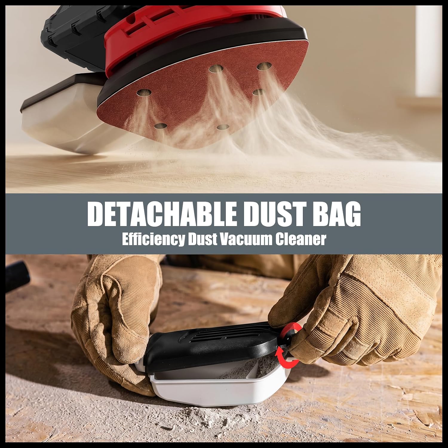 Brushless Detail Sander Compatible with Milwaukee 18V Battery, Red | Cordless Mouse Sander 12,000 RPM, Corner Sander, 20 Sandpapers for Woodworking, Furniture Refinishing (Battery Not Included)