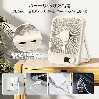 ニョロゾ USB扇風機 風量3段階調整 扇風機 卓上 クリップ式扇風機 2WAY給電 3段階風量調節 USB