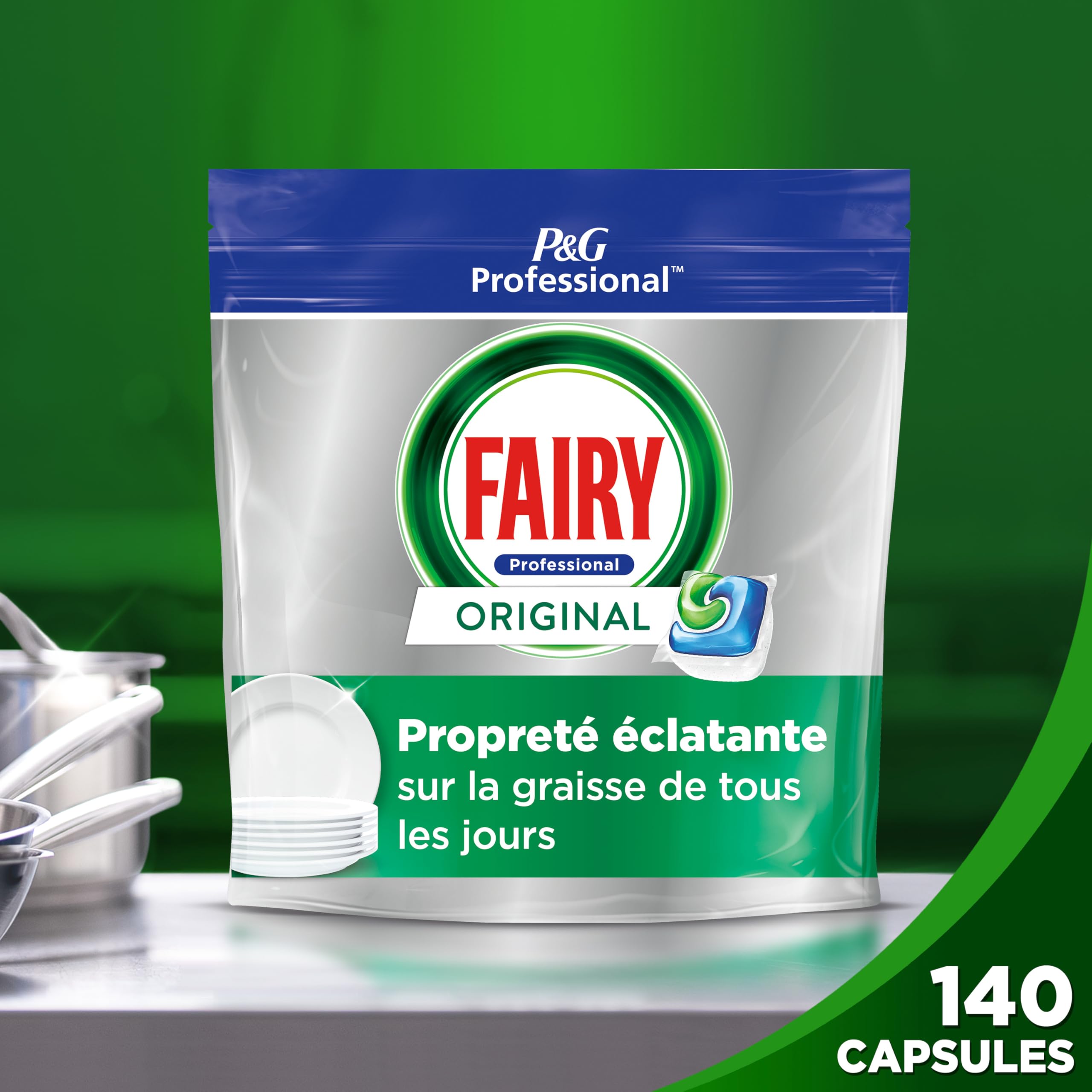 Fairy Professional Tablettes Lave-vaisselle All In One, 280 Capsules (2 x 140), Classique, Efficaces Même Sur La Graisse Incrustée, Protège le Verre Et L'Argent Pour Une Brillance Éclatante