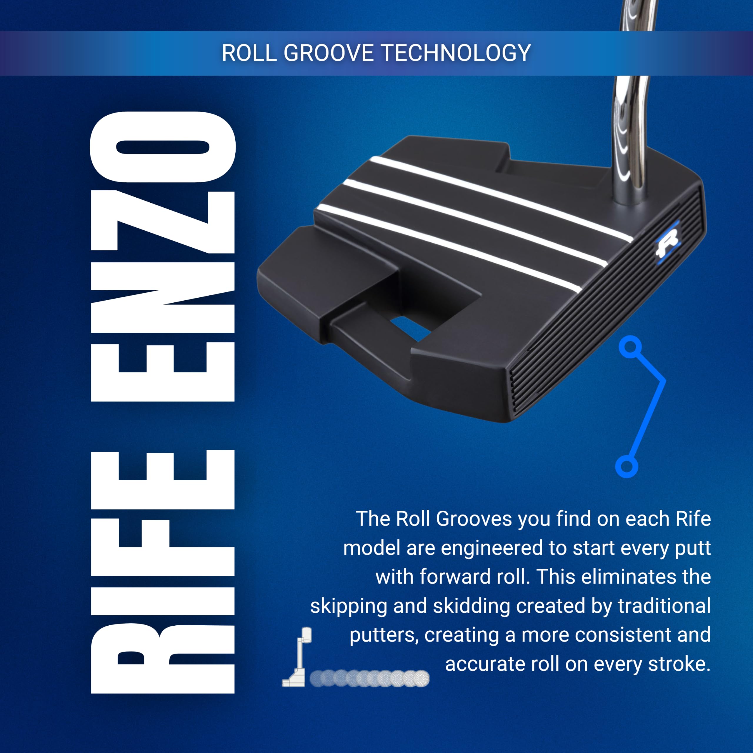 Rife ENZO Putter - Putter extralargo de 38 pulgadas de longitud total con agarre extra largo para putter de golf