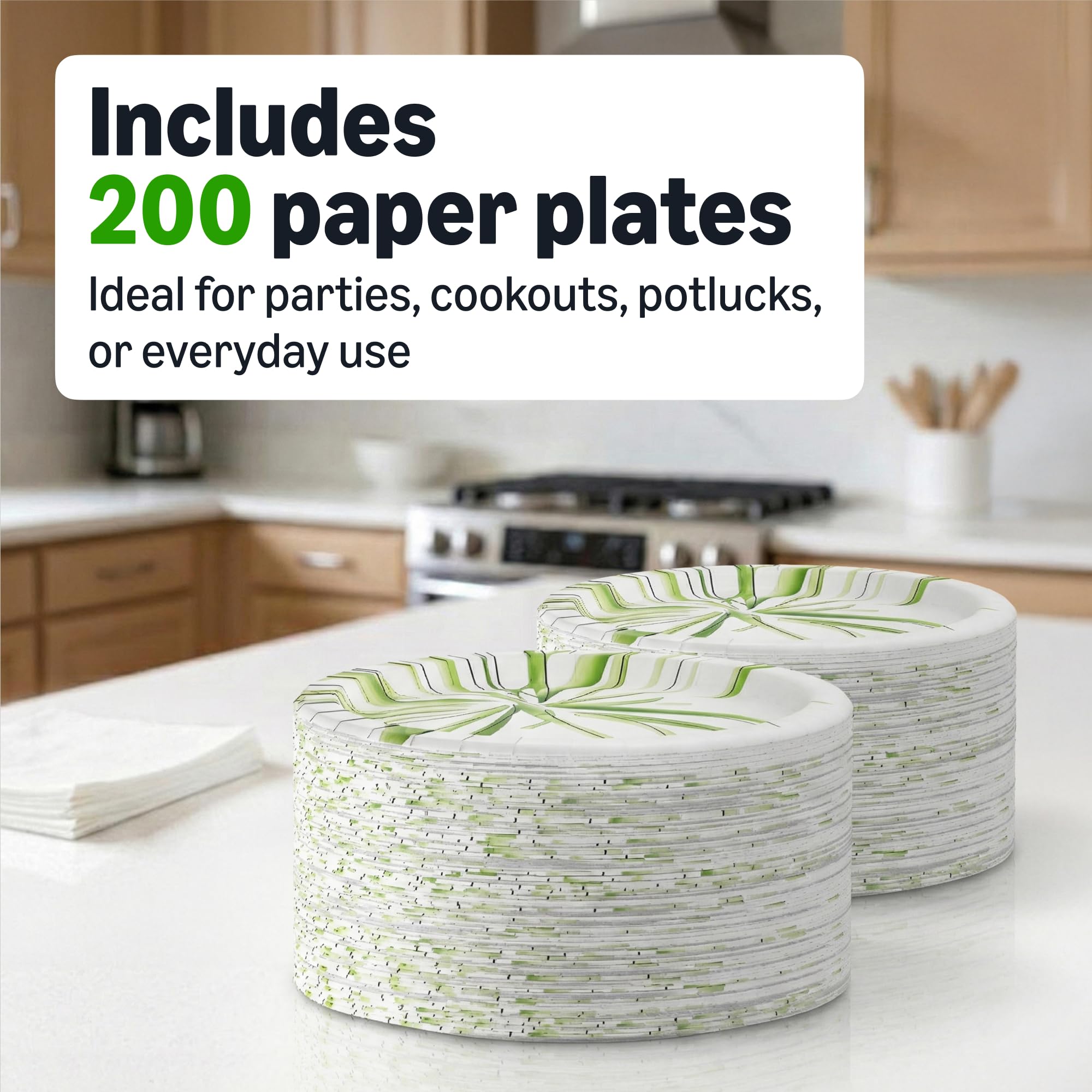 Amazon Basics Everyday Paper Plates, 8.62 Inch, Disposable, 200 Count