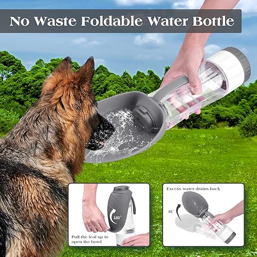 Miniatura 5 de Dispensador de botellas de agua para perros para caminar, contenedor de agua para mascotas portátil con tazón para beber al aire libre, senderismo