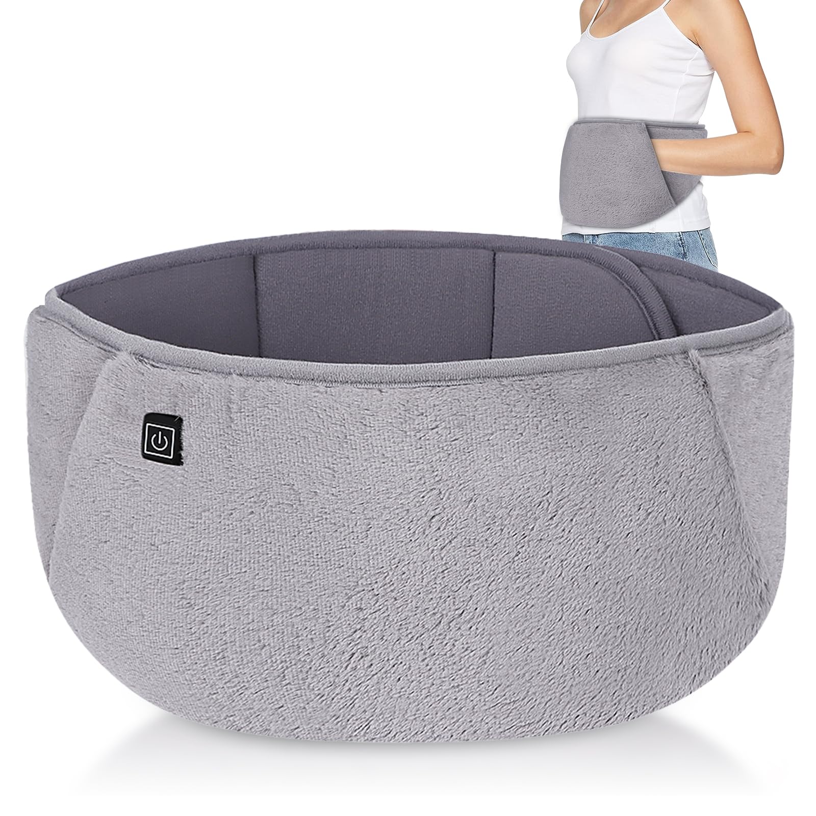 Wärmegürtel, Lendenheizkissen mit Usb-Anschluss, Wärmekissen Rücken | 3-Stufiger Thermoregulierung Heating Pad for Period Cramps(Ohne Batterien) für Rücken, Bauch, Taillenschmerzen Grau