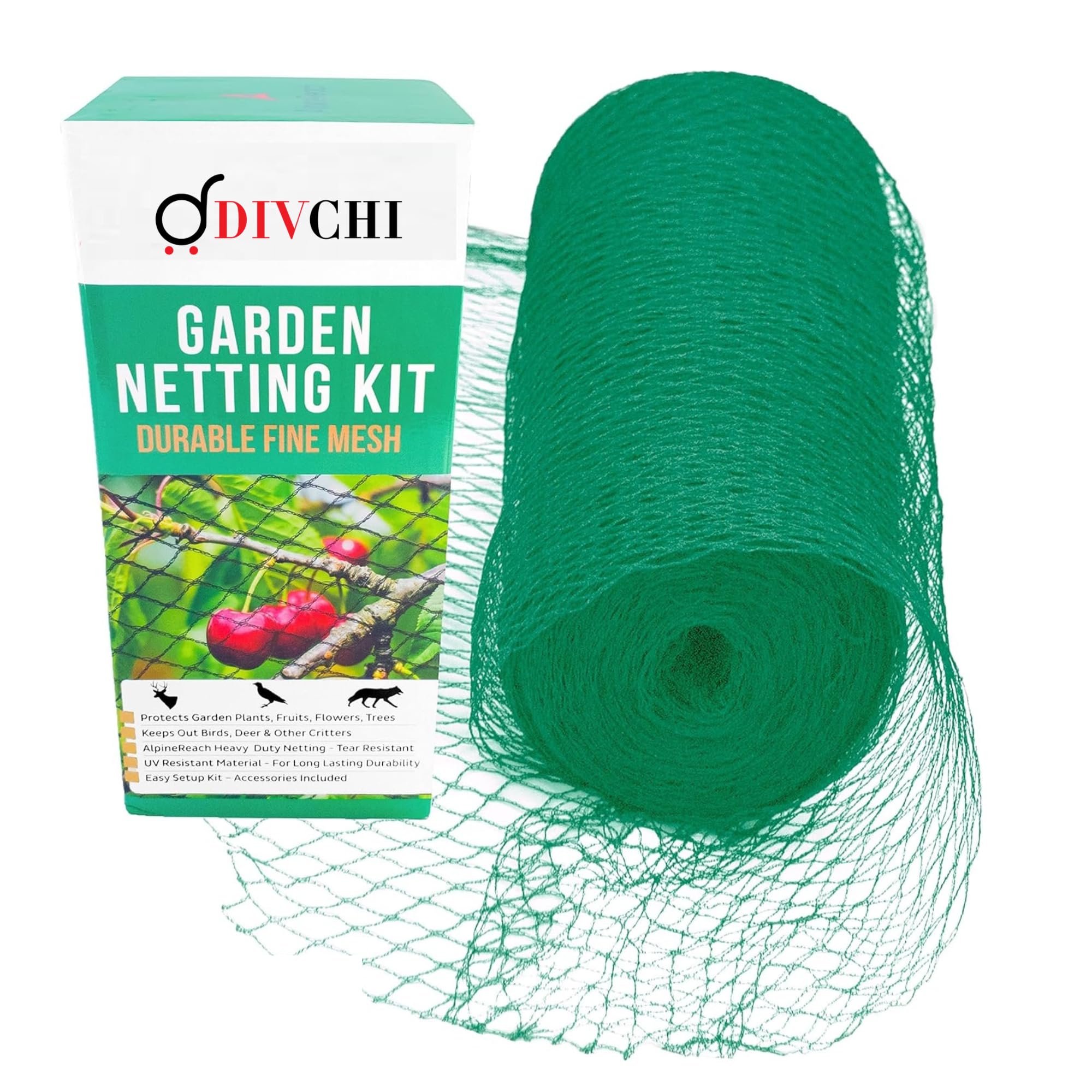 DIVCHI Garden Netting 4m x 5m, Green Fine Mesh, Gardening Anti Bird Netting for Vegetable Patch & Raised Beds, Allotment Cover & Pond Net Cover, Plant Protection Net