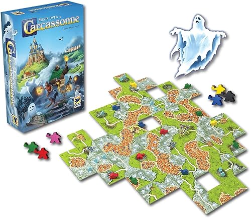Miniatura 5 de Juego de mesa Mists Over Carcassonne Juego de estrategia de construcción de territorios Juego familiar cooperativo para niños y adultos A