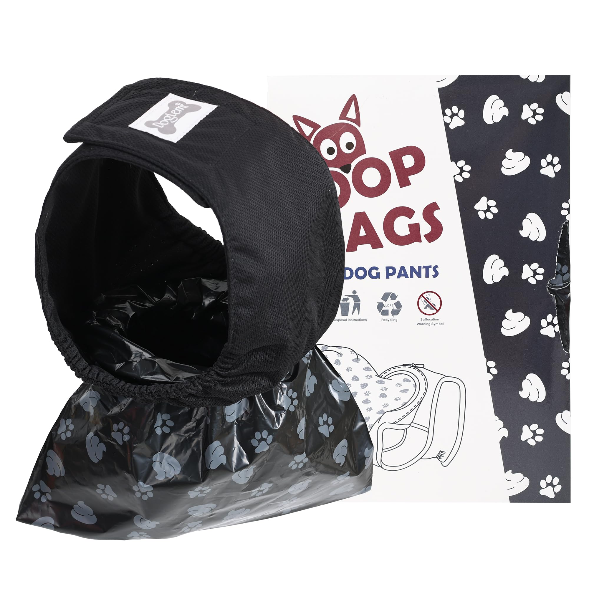 Verstellbare Windeln für männliche Hunde, auslaufsicher, automatische Hundekot-Sammelhose mit 50 Einwegkotbeuteln, bequem, atmungsaktiv, Bauchbänder, Unterwäsche (XL)