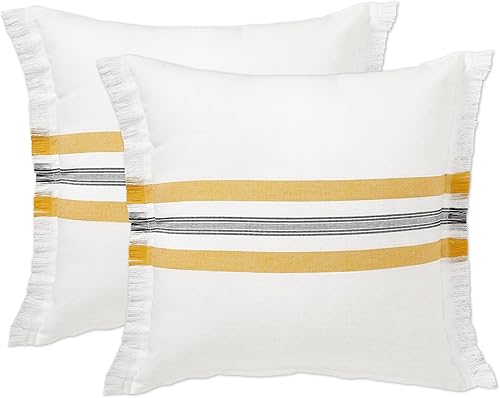 Folkulture Fundas de almohada para sofá, almohadas decorativas de 18 x 18 pulgadas para sala de estar, 100% algodón bohemio o lindas almohadas para
